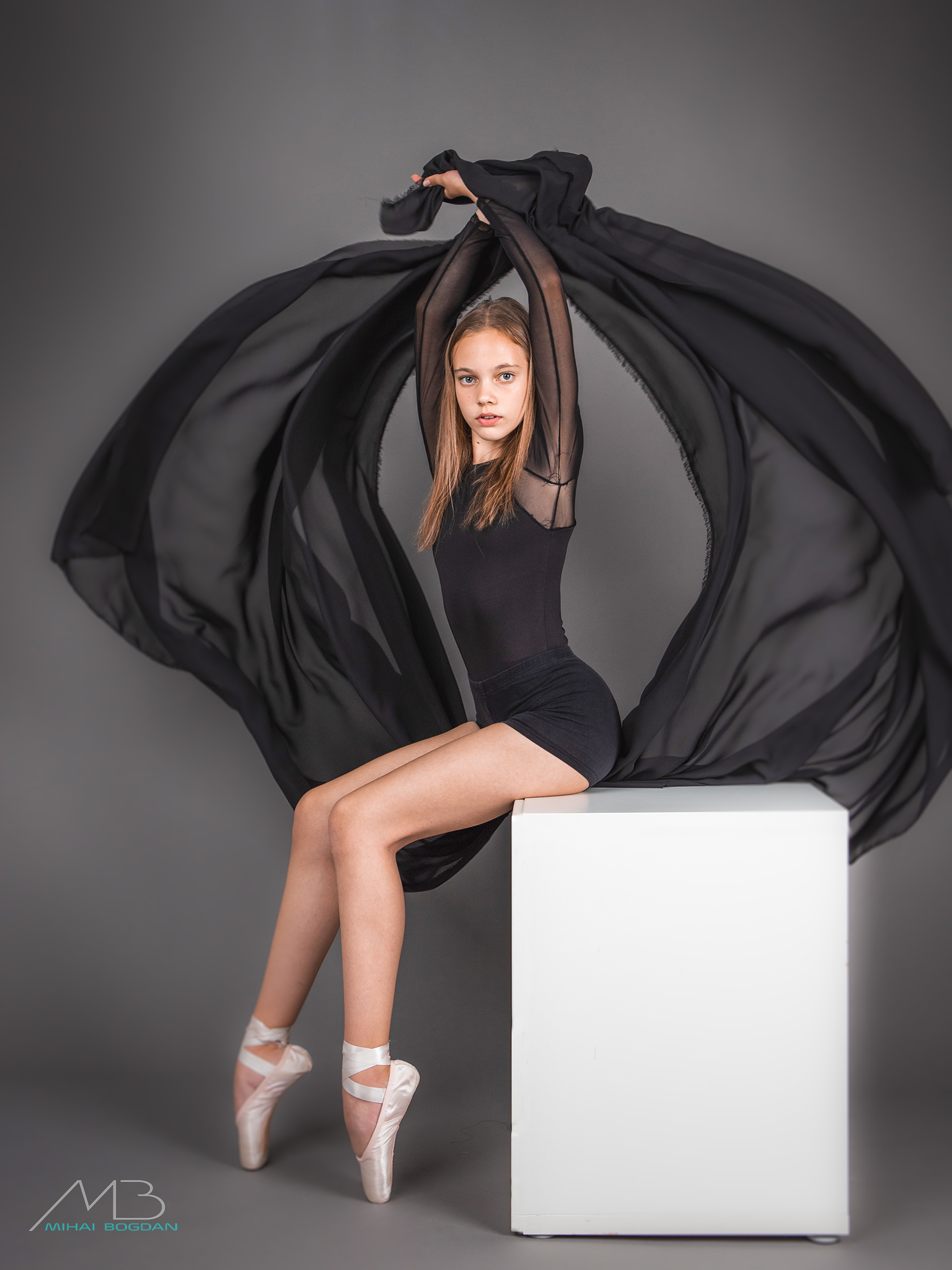 Mihai Romeo Bogdan Women Ballerina Black Clothing Brunette Ballet Slippers Studio 1536x2048