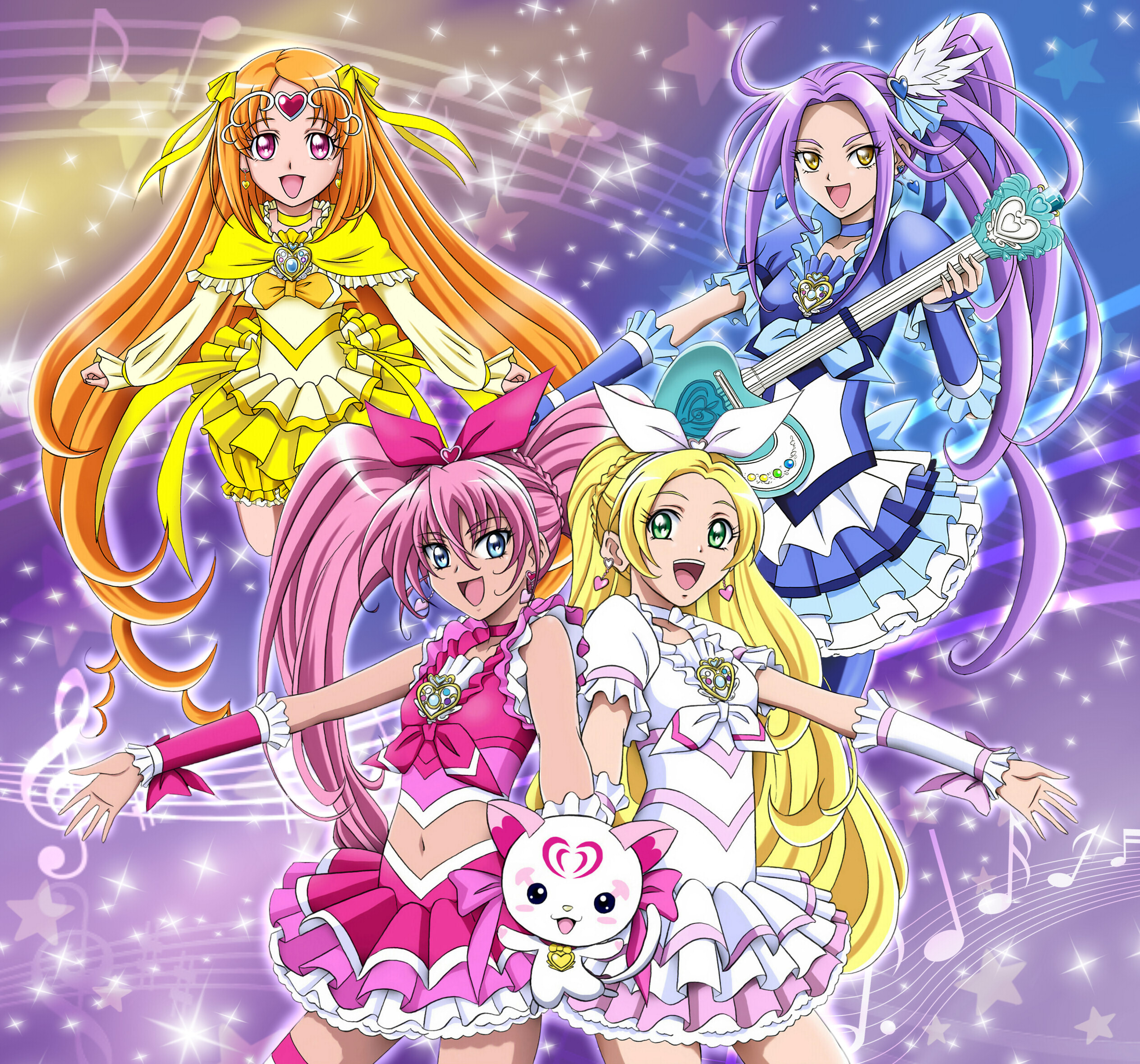 Anime Anime Girls Pretty Cure Suite Precure Magical Girls Cure Melody Cure Rhythm Cure Beat Cure Mus 2528x2361