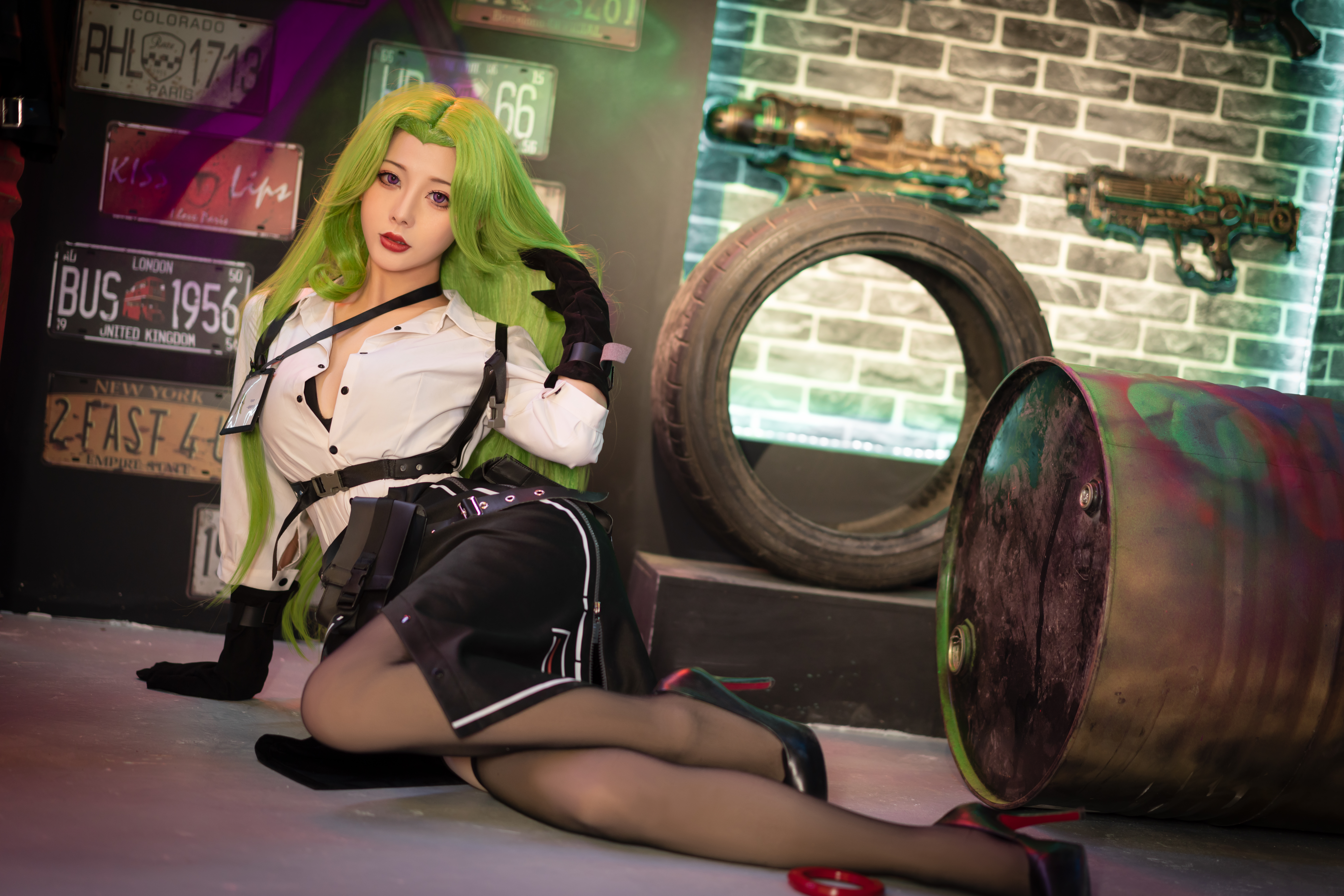 Mirror 2 Project X Cosplay Green Hair Asian 7952x5304
