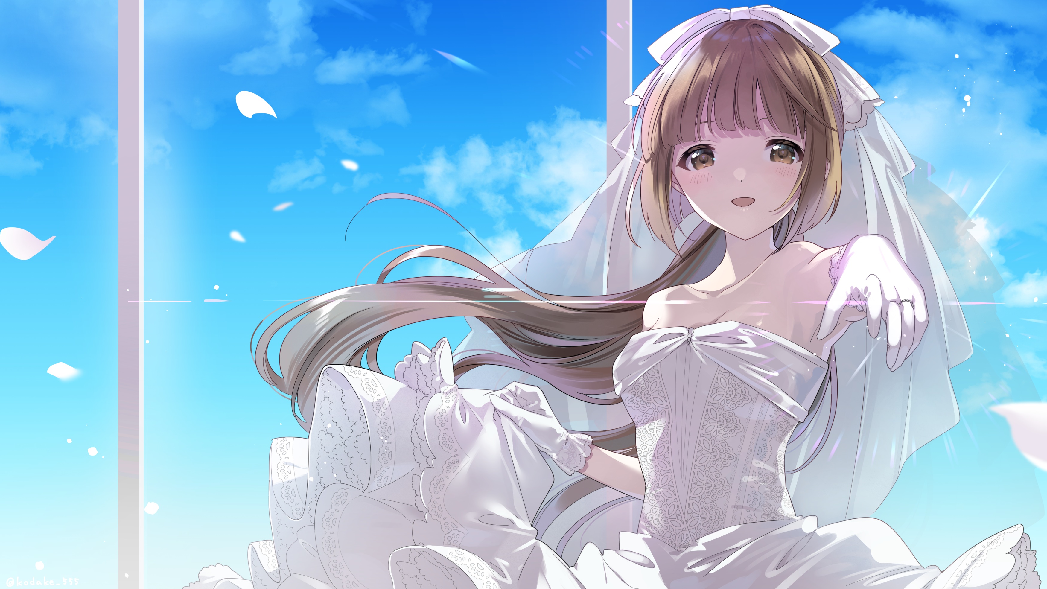 Anime Anime Girls Brides White Dress 3500x1969