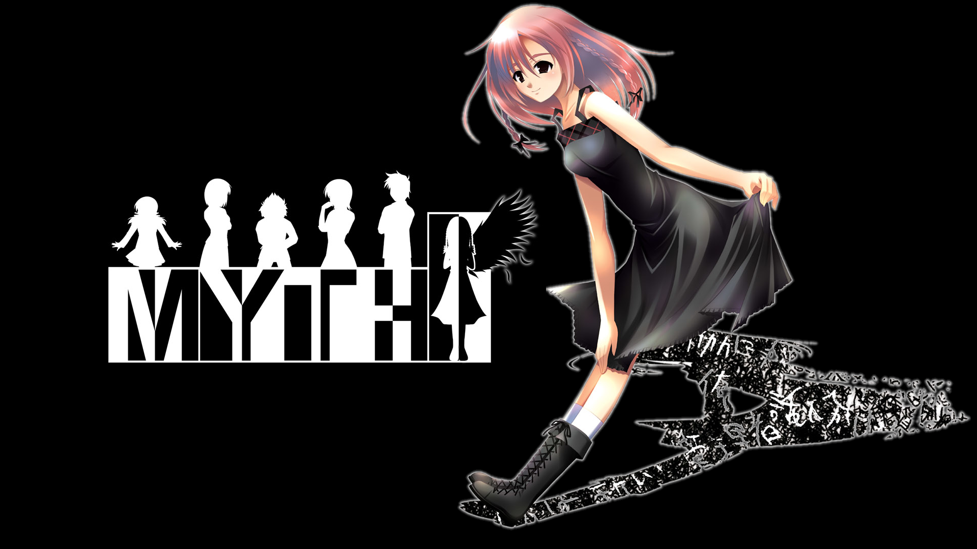 Visual Novel MYTH Visual Novel Dark Background Anime Girls Shadow 1920x1080