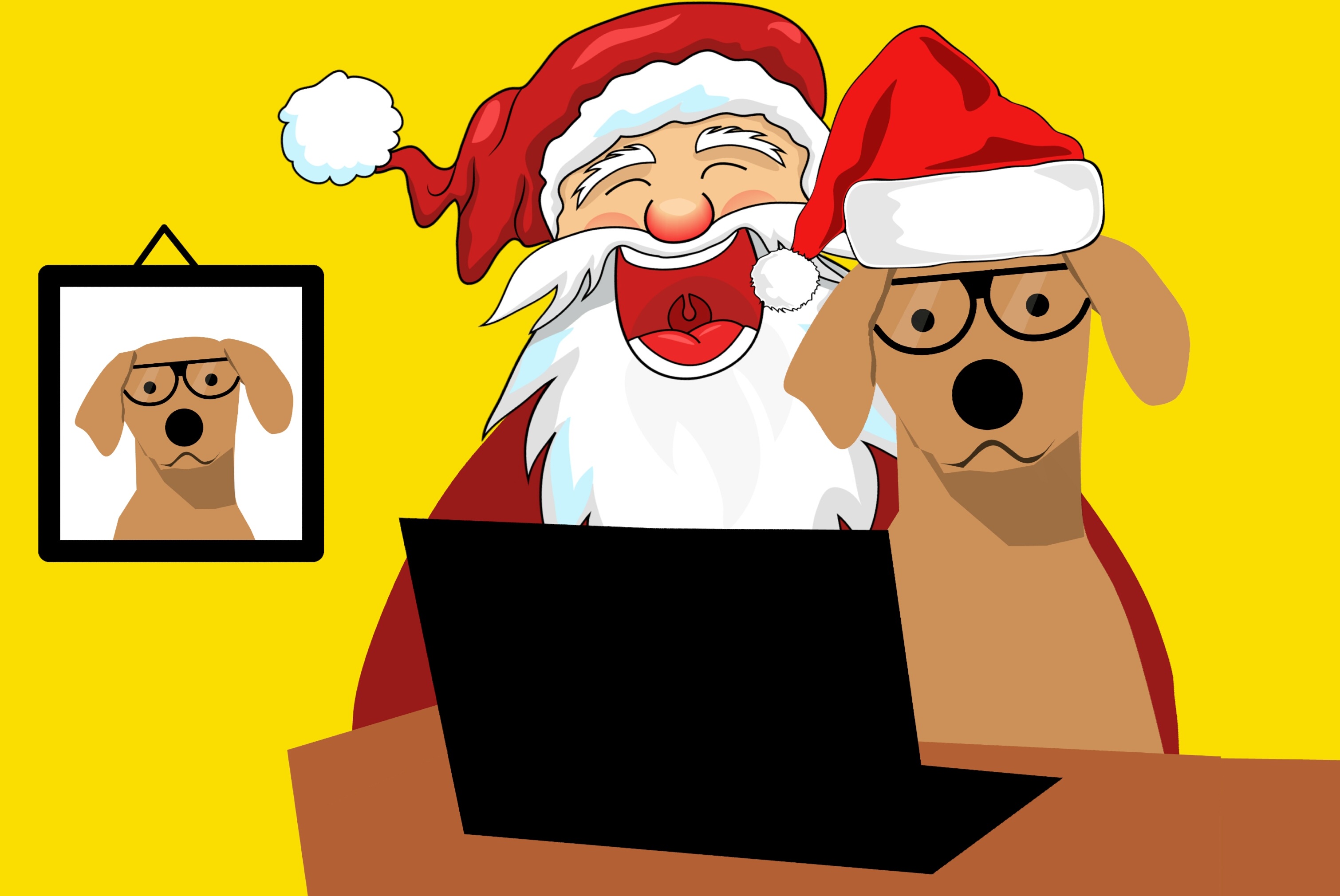 Santa Dog Laptop Glasses Humor 3020x2020