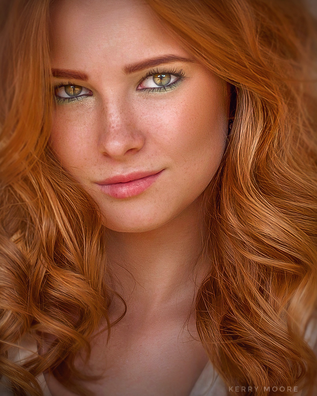 Kerry Moore Women Redhead Makeup Long Hair Wavy Hair Eyeliner Freckles Portrait Model 1080x1350