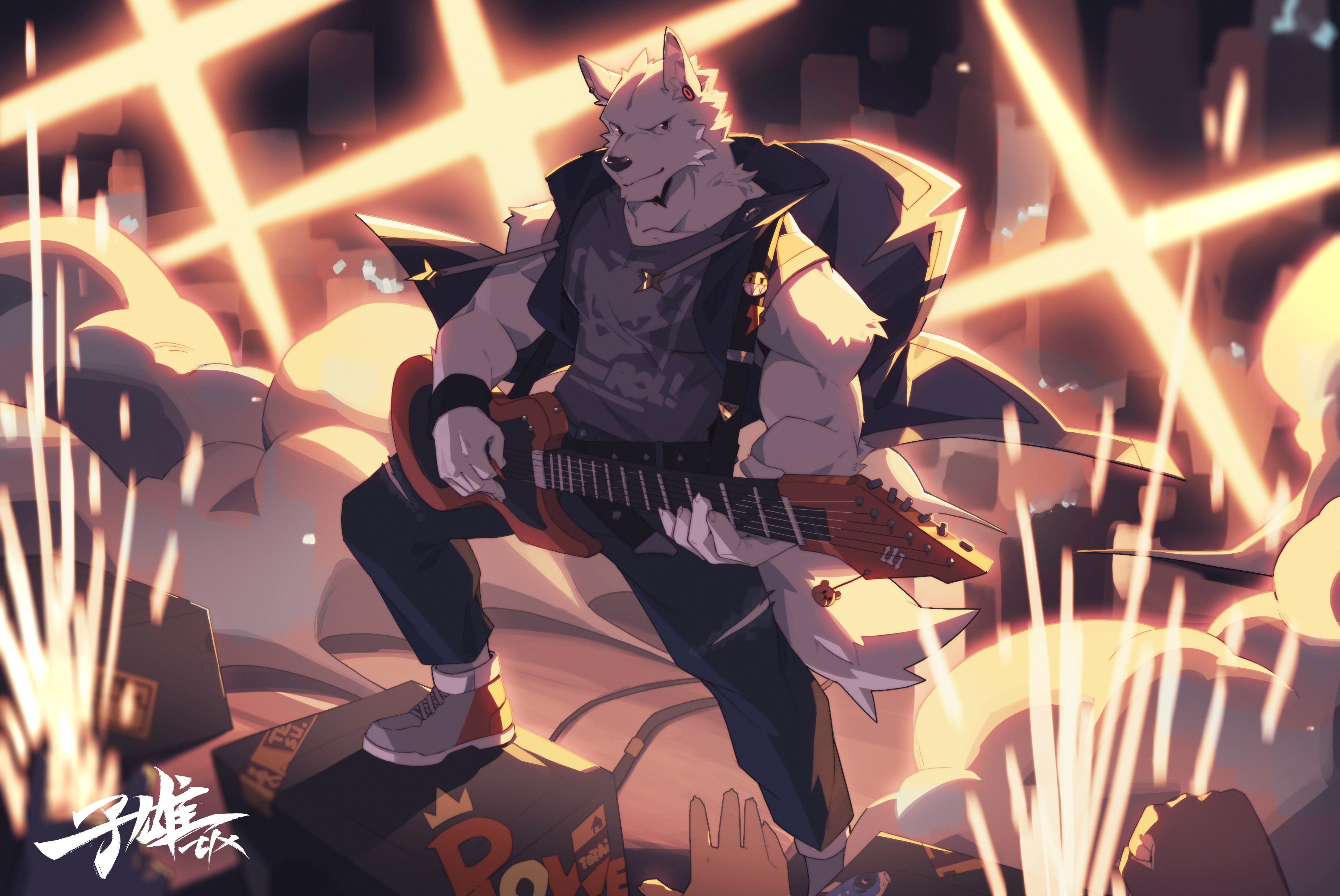 Furry Muscles Anthro Guitar Musical Instrument 3649x2440