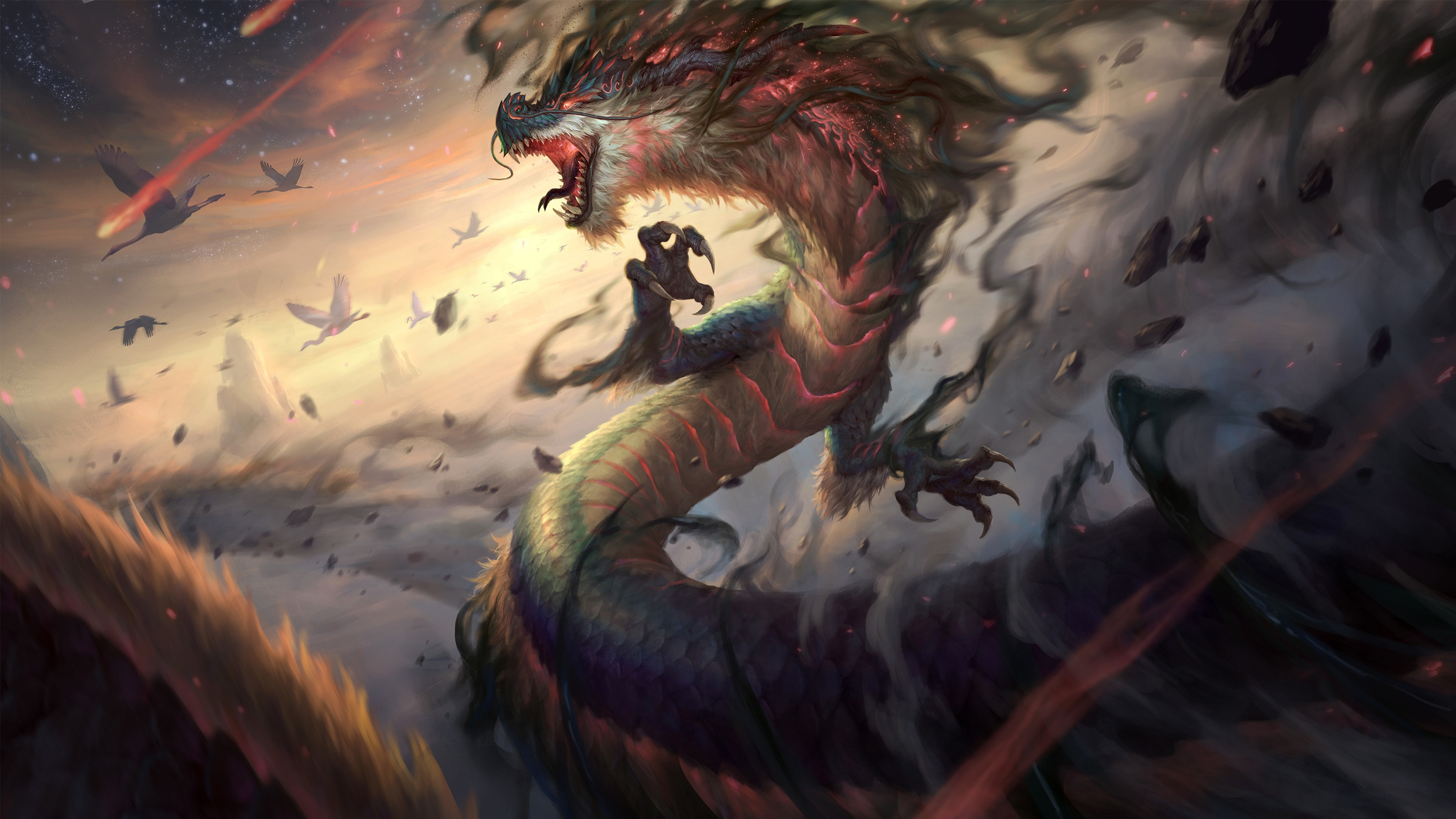 Dragon Creature Fantasy Art Artwork Smite Jormungandr Joshua Raphael 3840x2160
