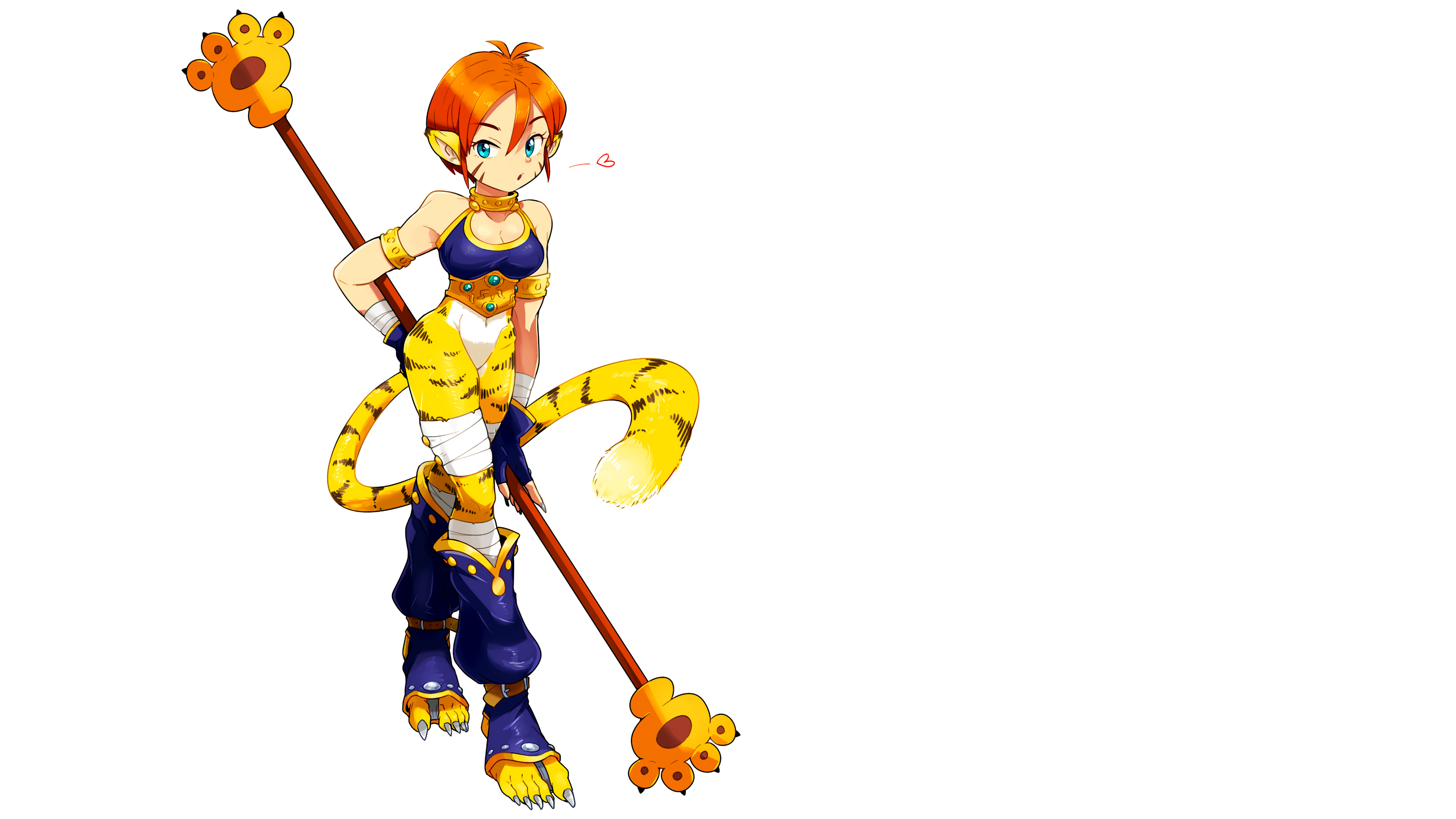 Breath Of Fire Rinpuu Breath Of Fire Ii Weapon Looking At Viewer Tail Redhead Blue Eyes Claws Paws F 3840x2160