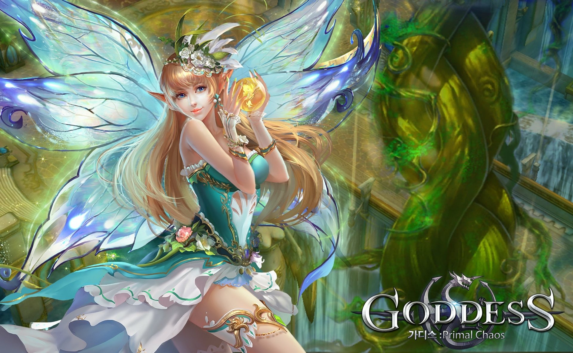 Goddess Primal Chaos Video Game Girls PC Gaming Fantasy Art Fantasy Girl Pointy Ears Wings Long Hair 1920x1185