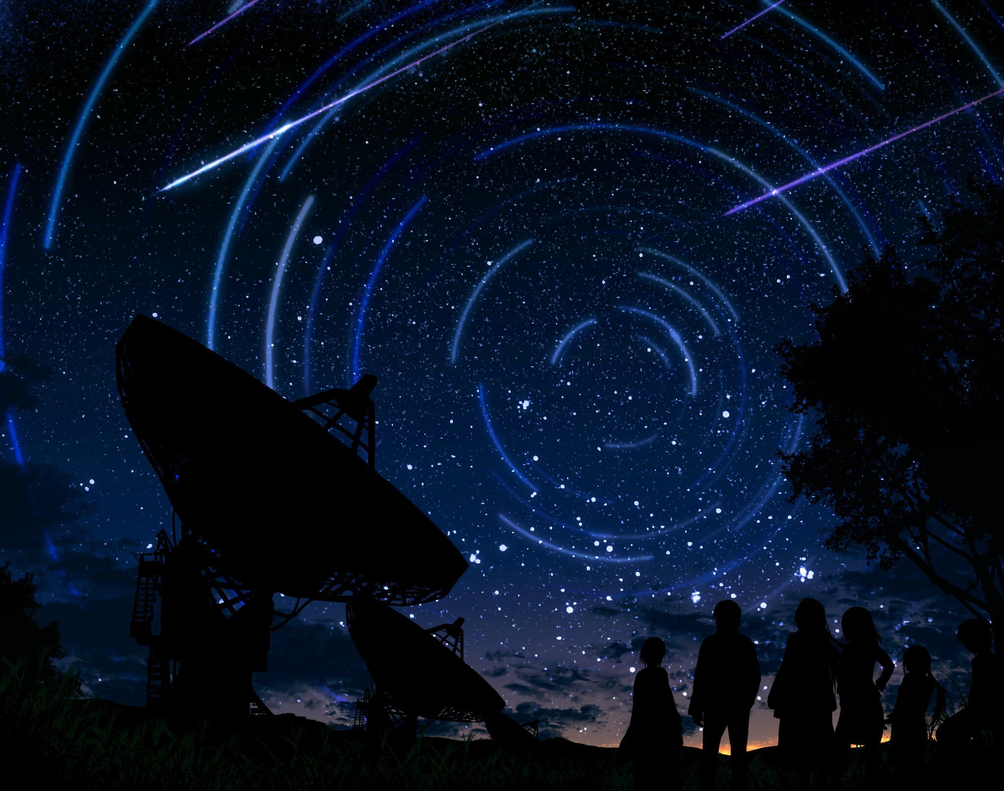 Antenna People Shooting Star Starry Sky Telescope 2048x1612