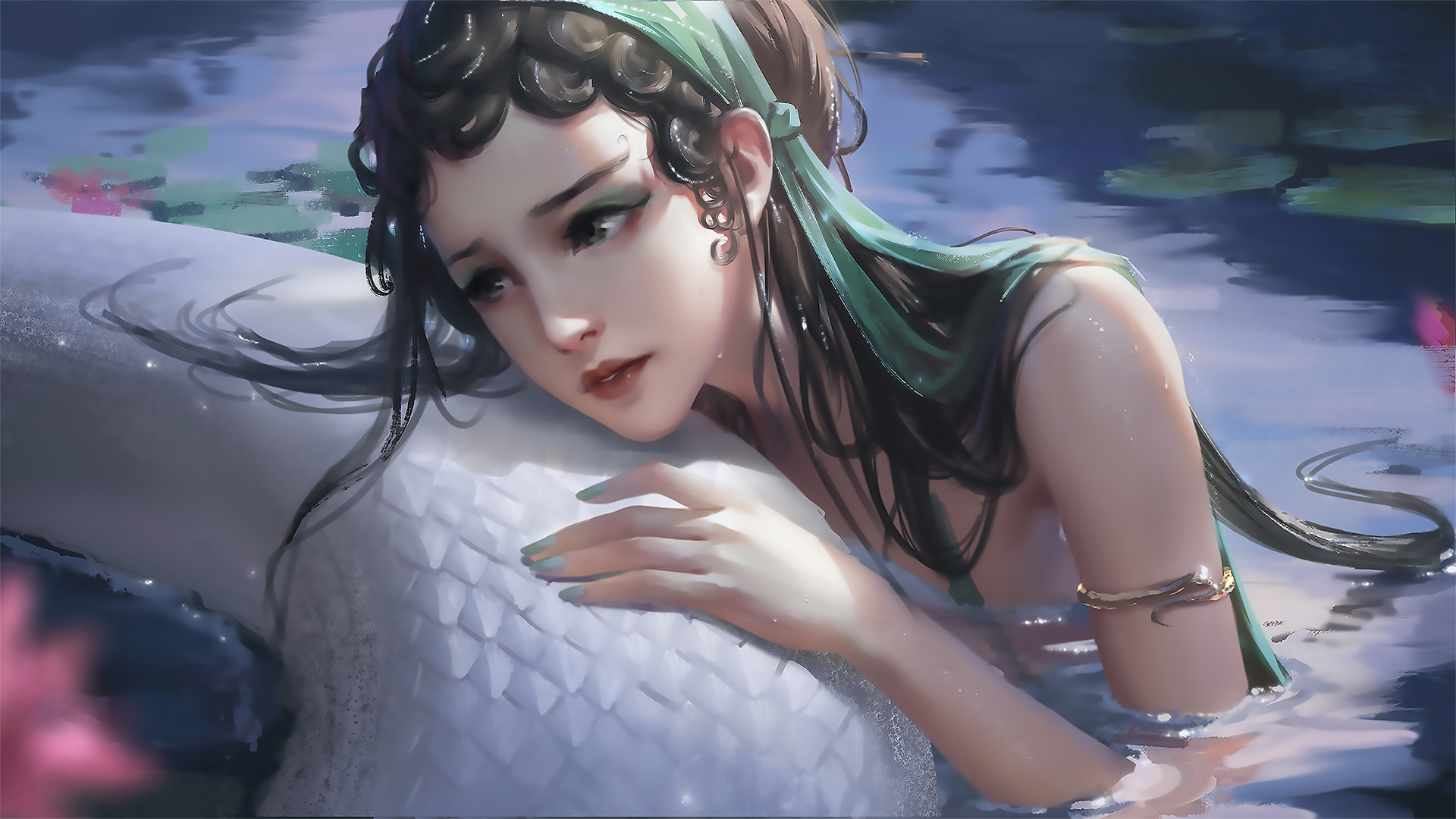 Fantasy Girl Asian White Snake Wallpaper - Resolution:1920x1080 -  ID:1249192 