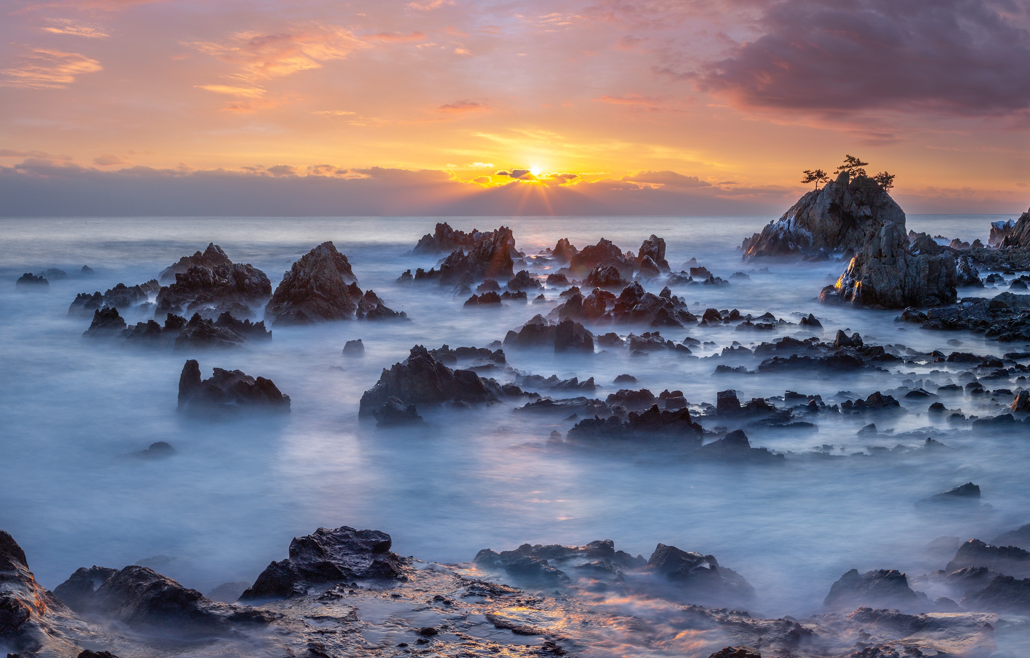 Nature Rock South Korea Horizon Sunrise 2100x1342