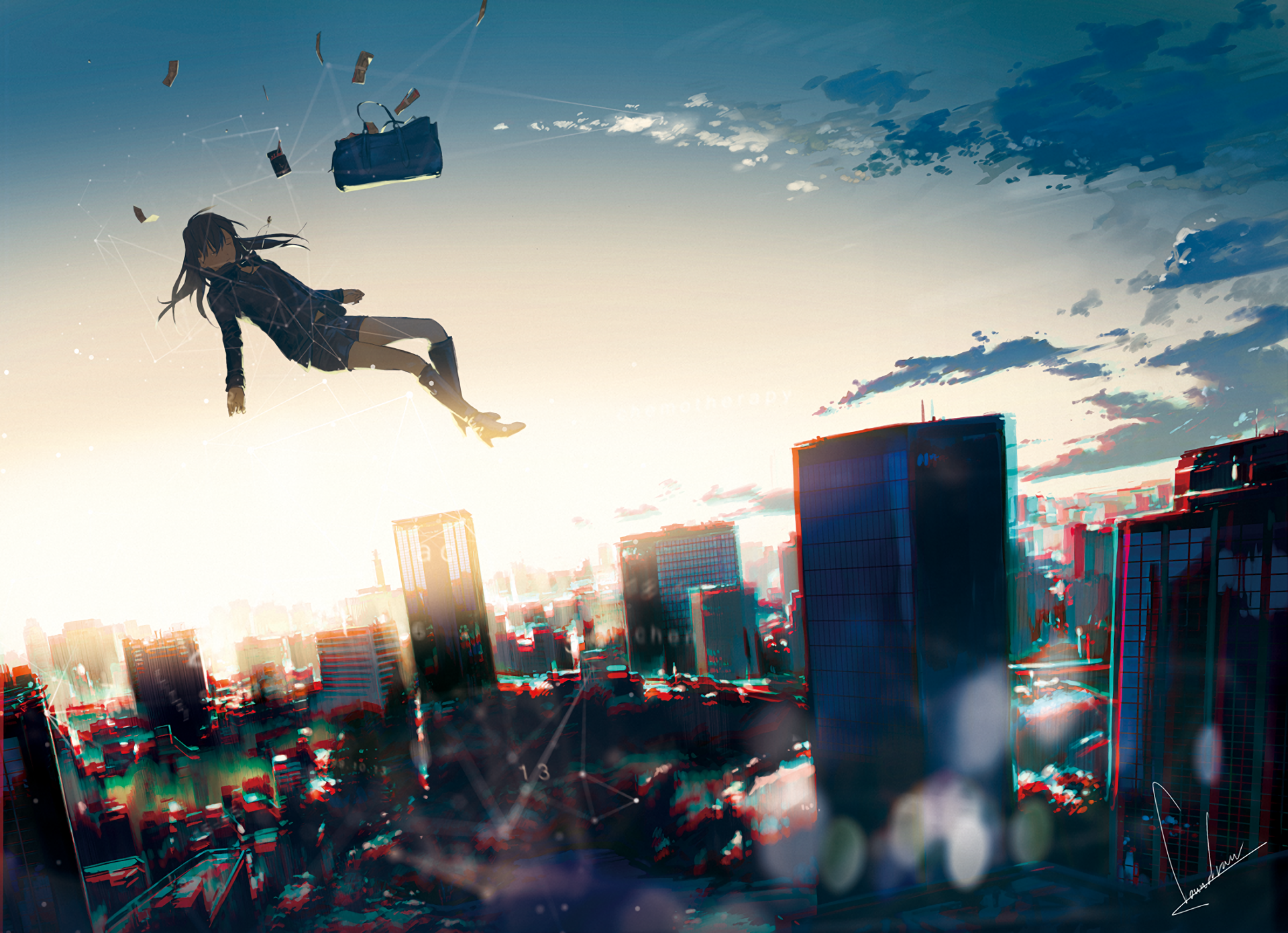 HD wallpaper: Girl falling from building, black haired anime character,  2880x1800 | Wallpaper Flare