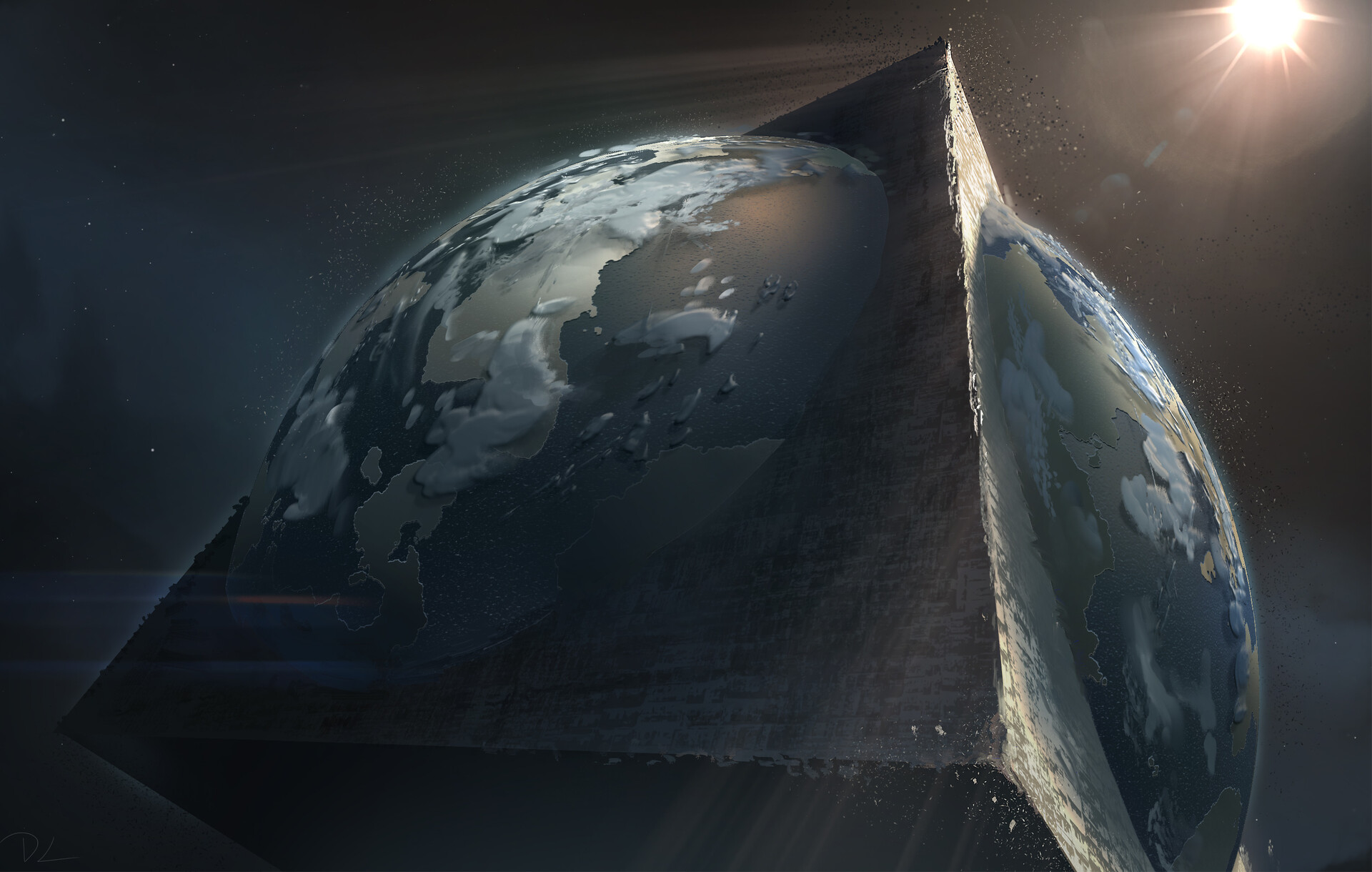 Denis Loebner Artwork Abstract Planet Pyramid Triangle Space 1920x1220