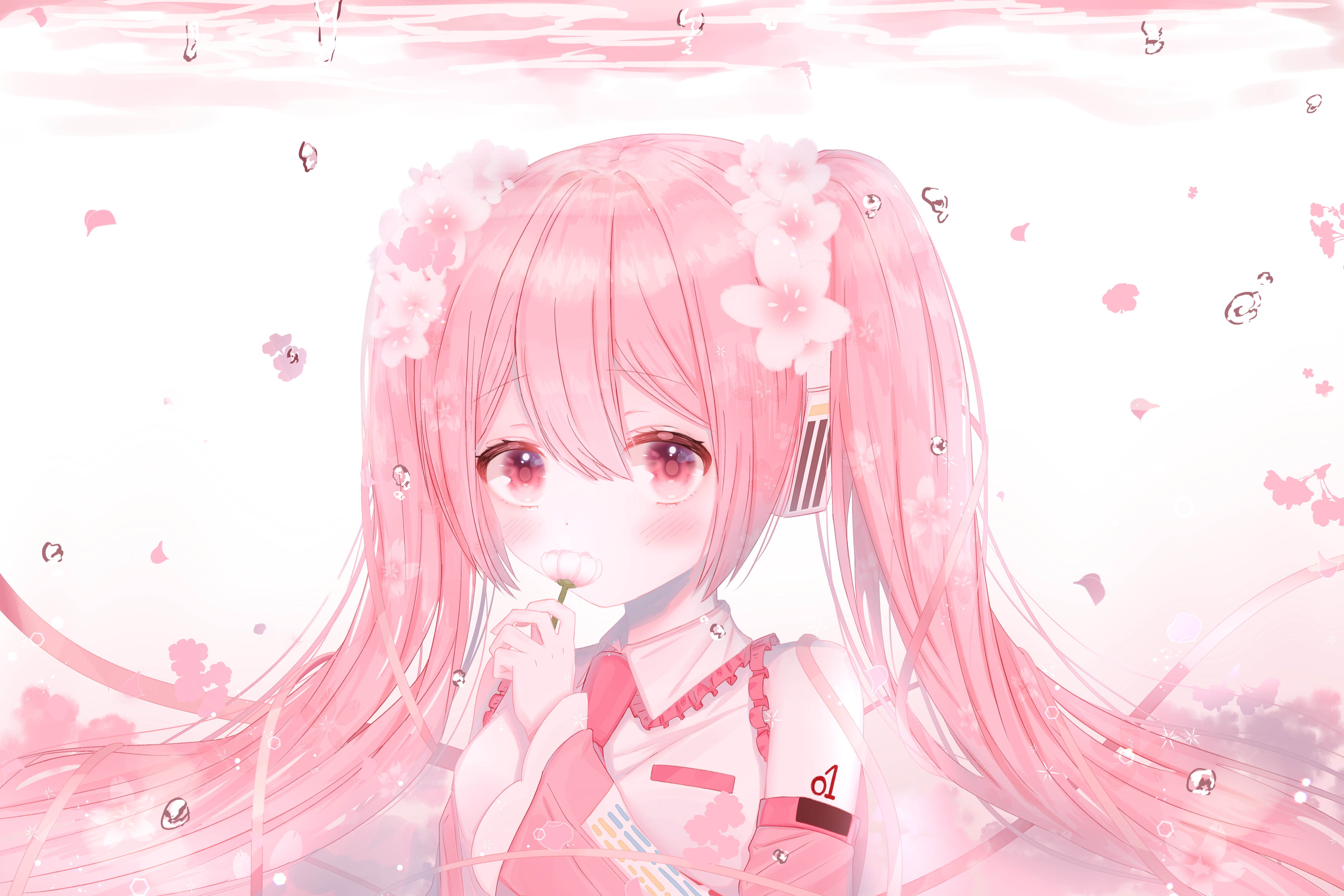 Vocaloid Sakura Miku Anime Anime Girls Flowers Pink Hair Long Hair 4500x3000