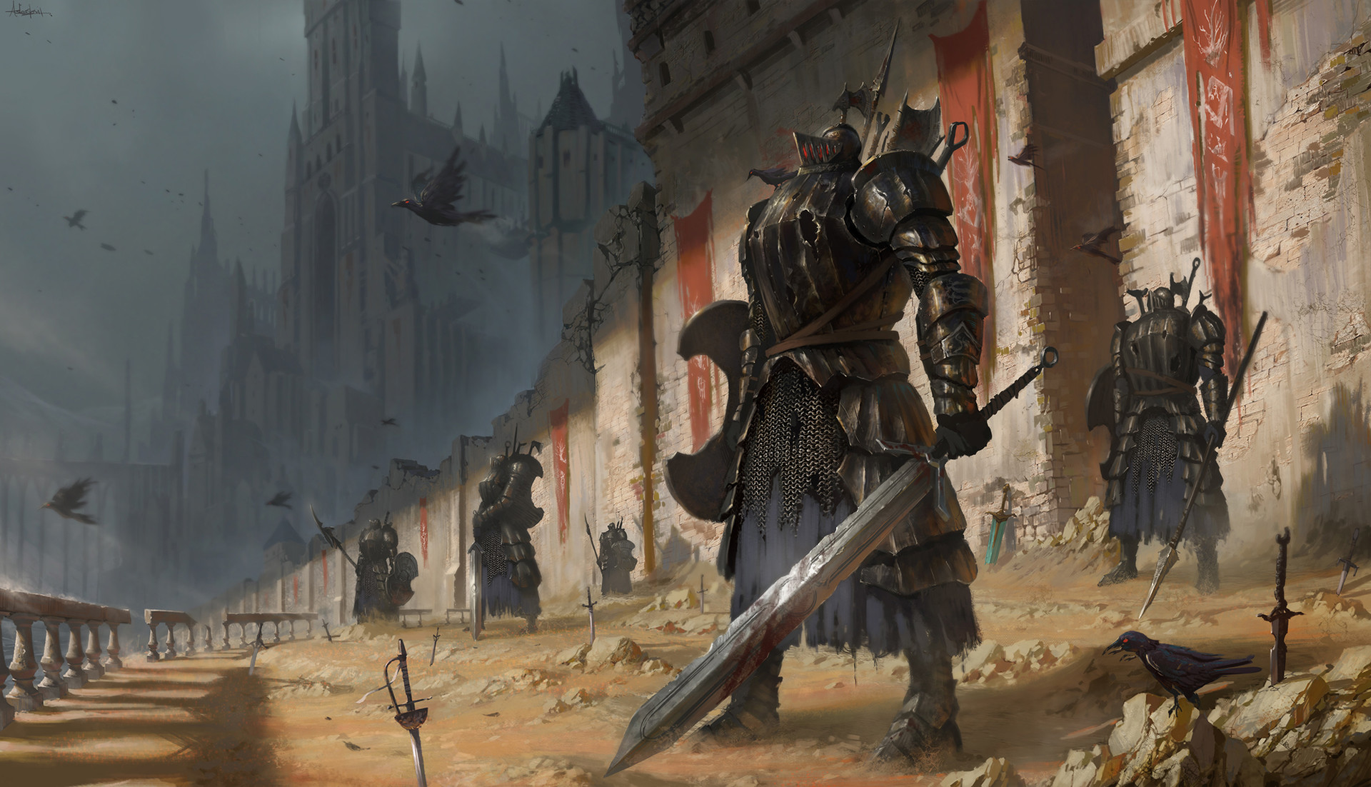 Knight Sword Black Armor Castle Dark Souls Ii 1920x1102