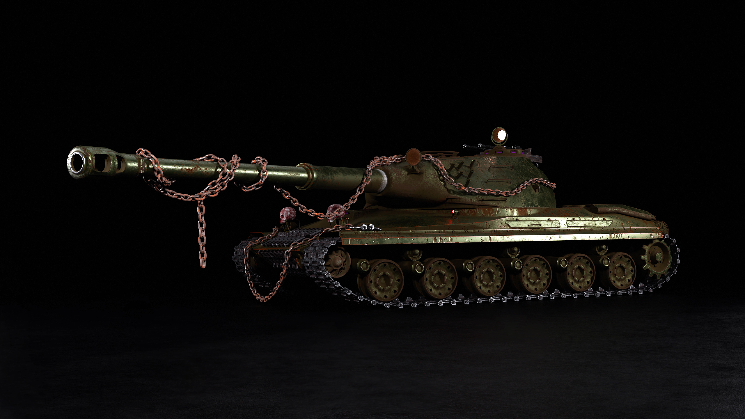 60TP 60TP The Marauder Tank Cold War Chains Rust Skull Fictional PunkCrow 3D CGi Lightning Lights 2560x1440