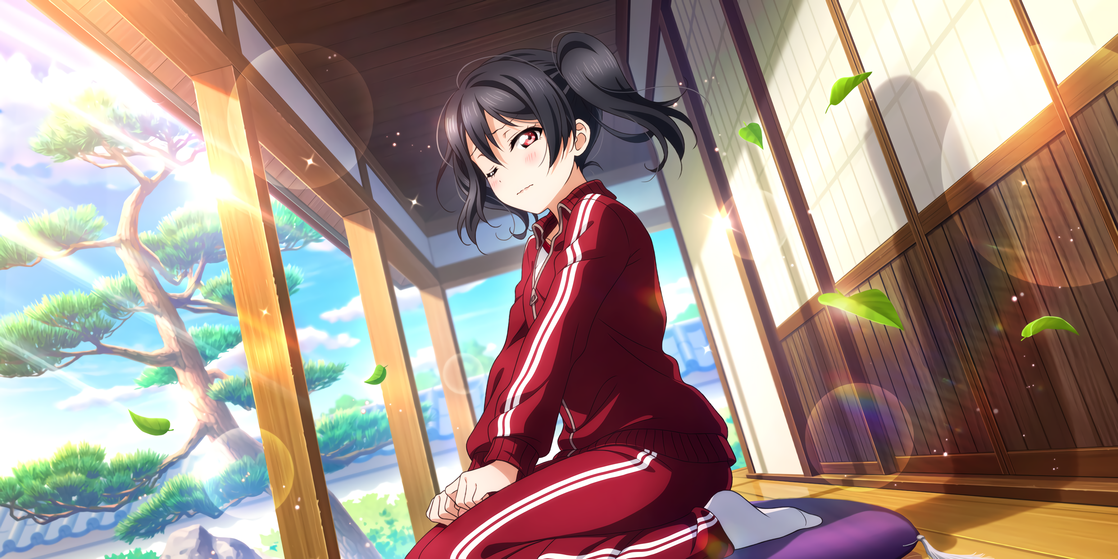 Yazawa Nico Love Live Anime Girls Anime Black Hair One Eye Closed Red Eyes Dark Hair Looking At View 3600x1800