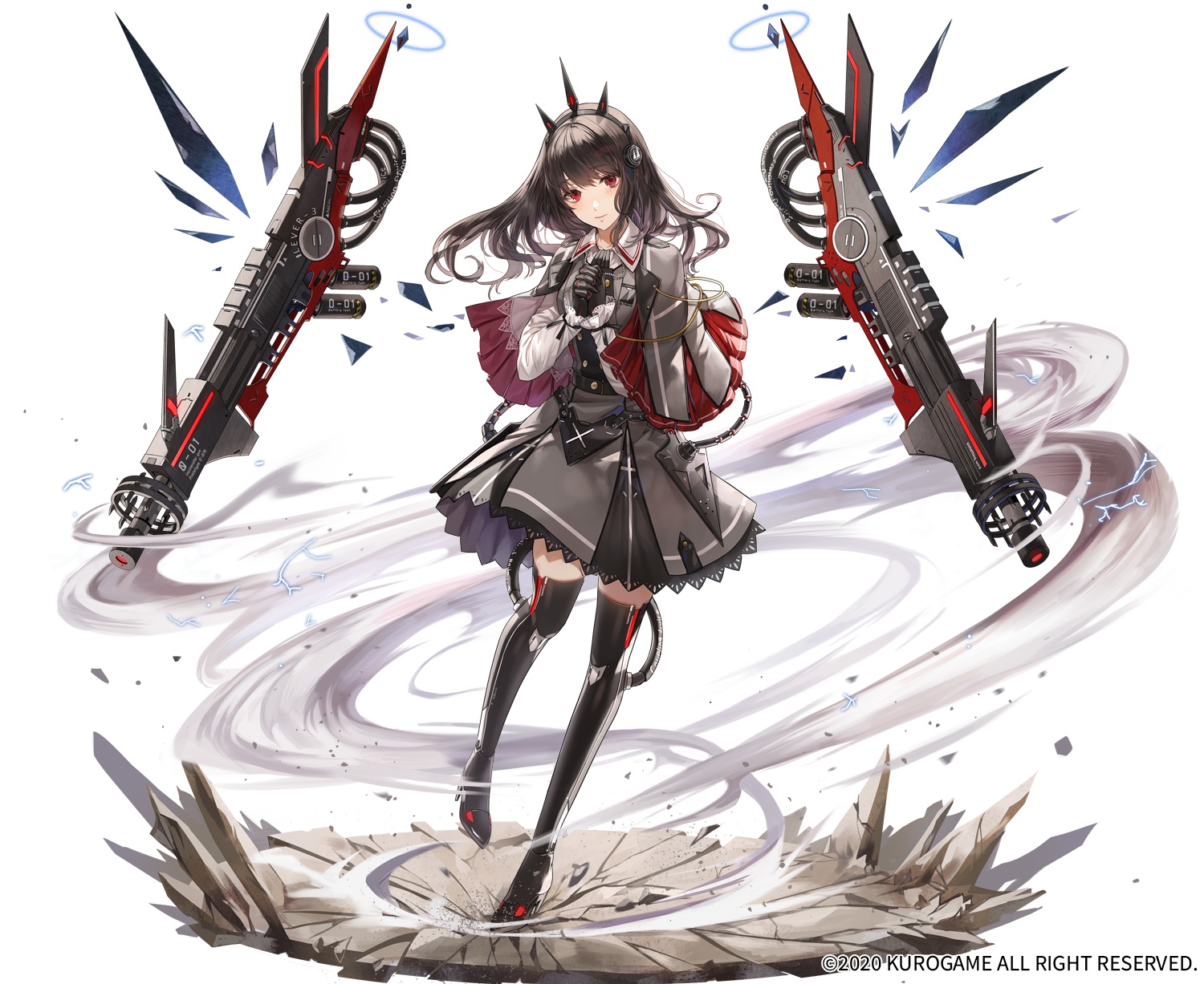 Punishing Gray Raven Anime Girls Red Eyes Black Hair Gun Weapon Dress 1500x1227