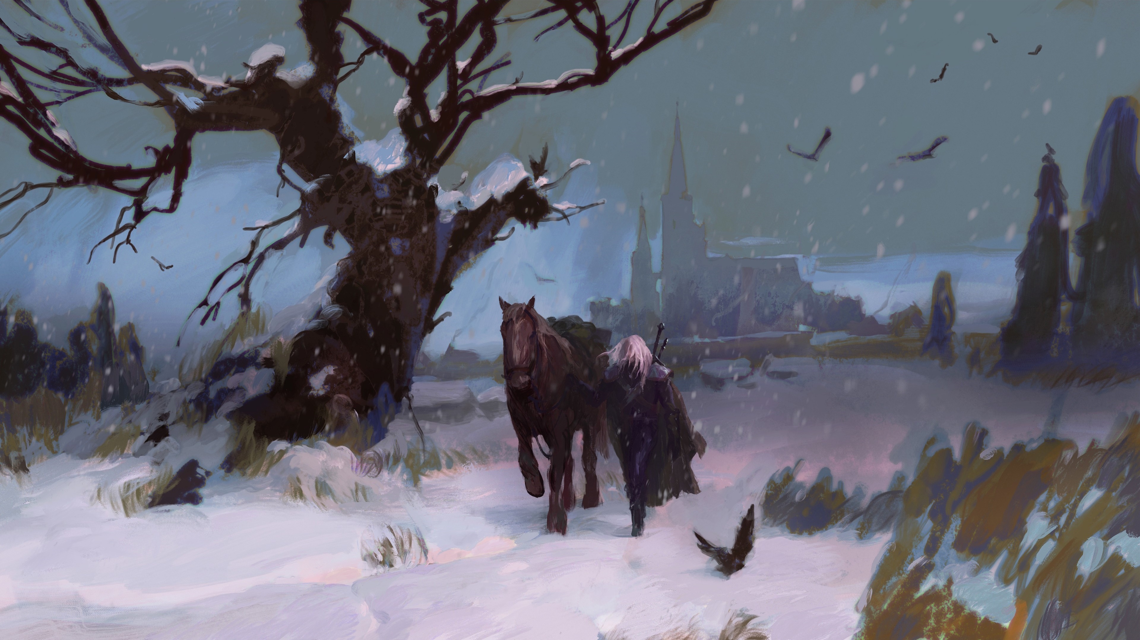 Fantasy Art Artwork Digital Art Video Game Art The Witcher Geralt Of Rivia 3840x2157