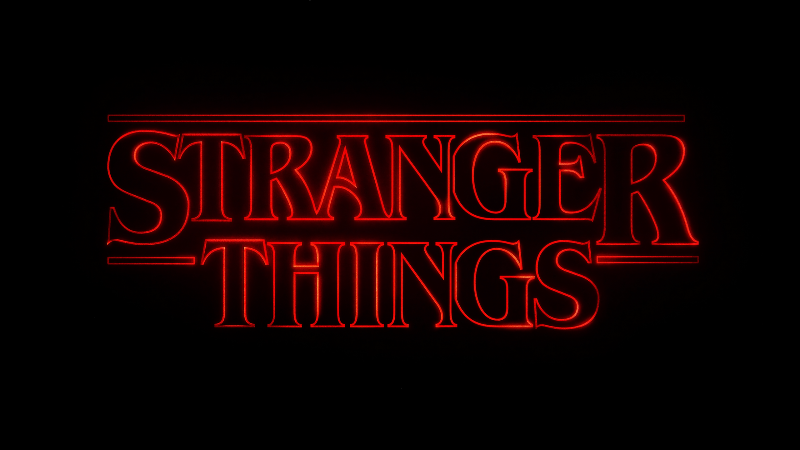 Stranger Things Logo Netflix Minimalism Typography Black Background Glowing TV Series 2560x1440