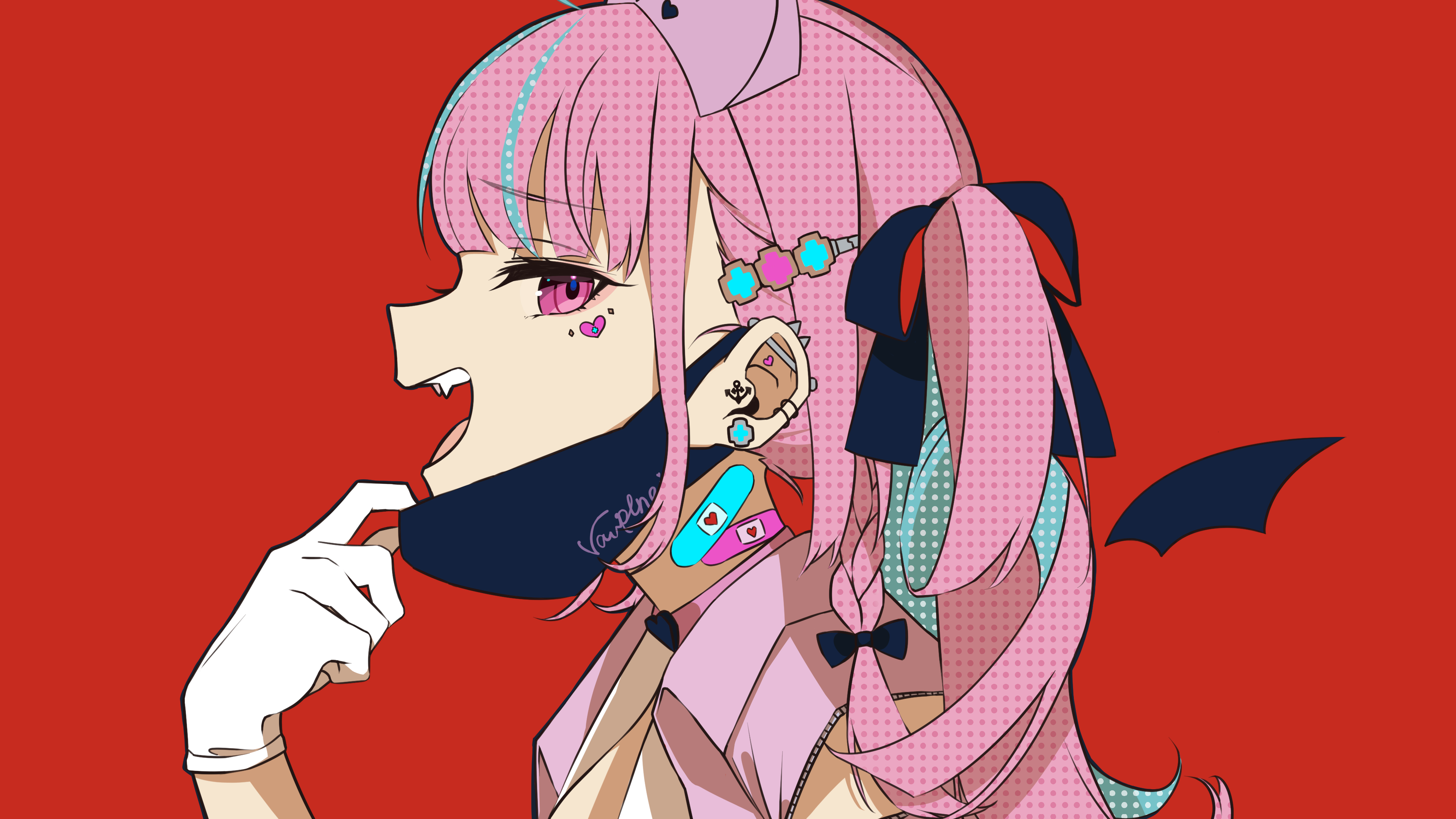Anime Anime Girls Pink Hair Bangs Gloves Pink Eyes Vampires Mask Minato Aqua Hololive Virtual Youtub 3859x2170