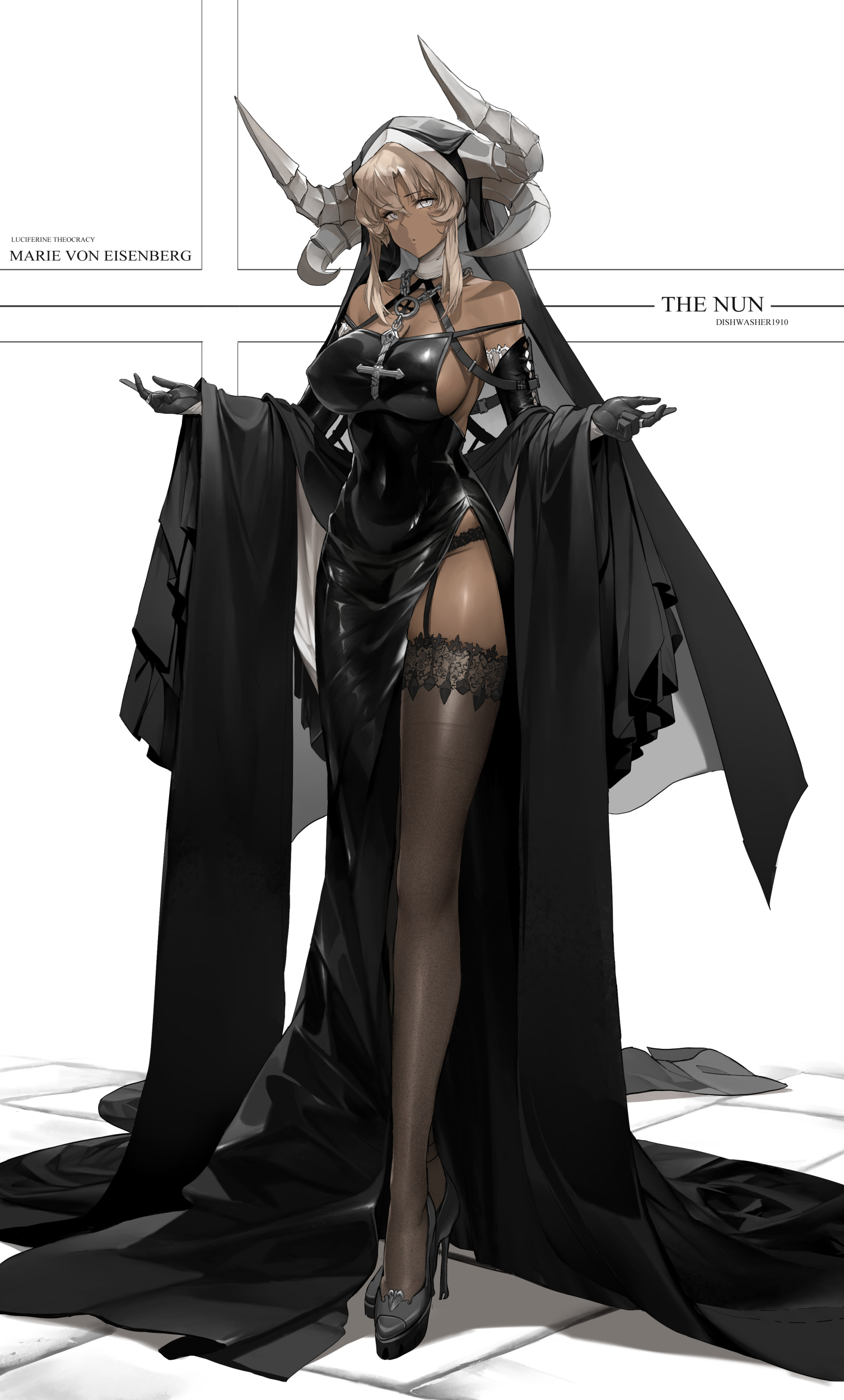 Dishwasher1910 Nun Outfit Demon Horns 1507x2500