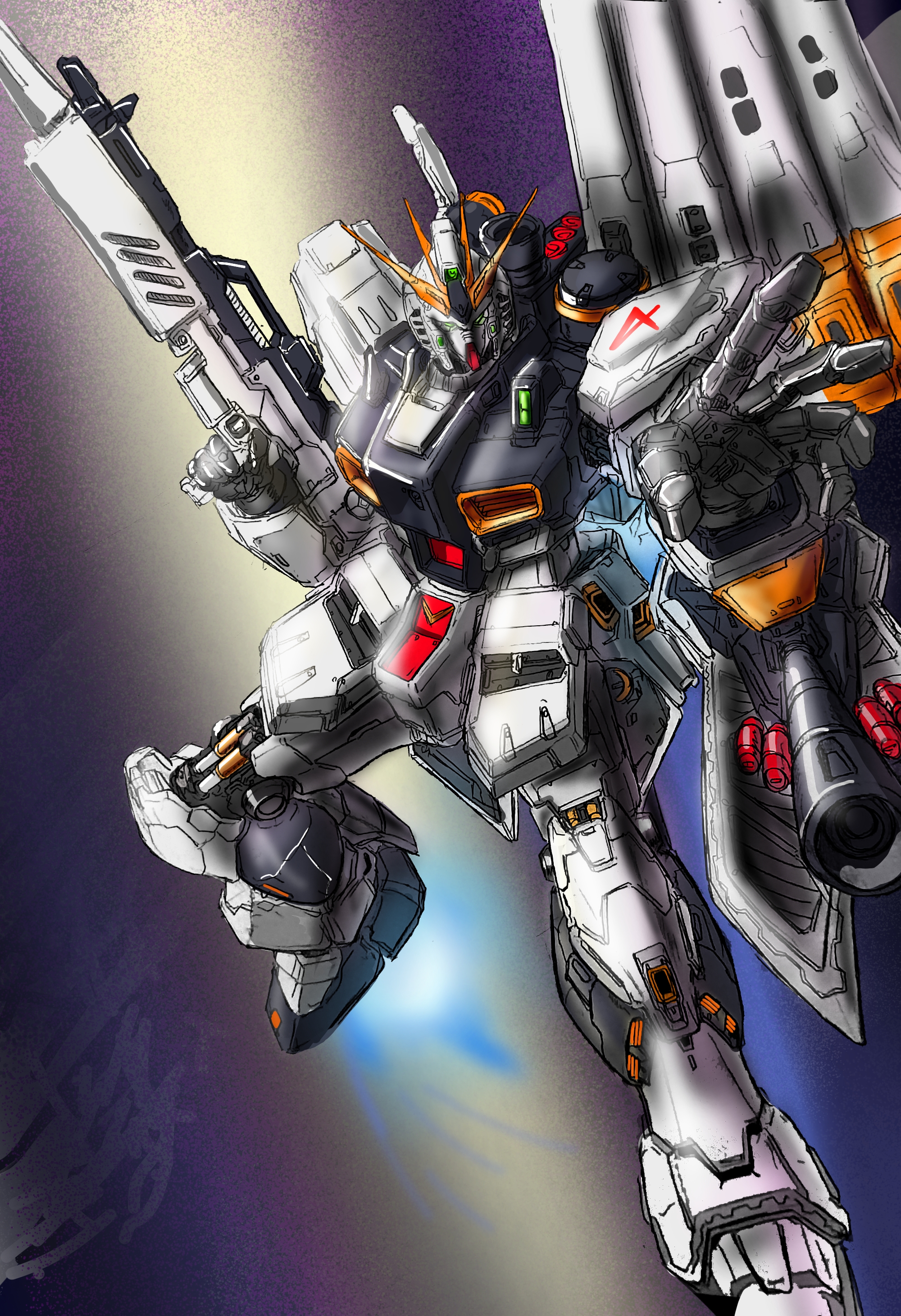 Anime Gundam Nu Gundam Mobile Suit Gundam Chars Counterattack Digital Art Artwork Fan Art Rx 93 V Gu 2000x2919