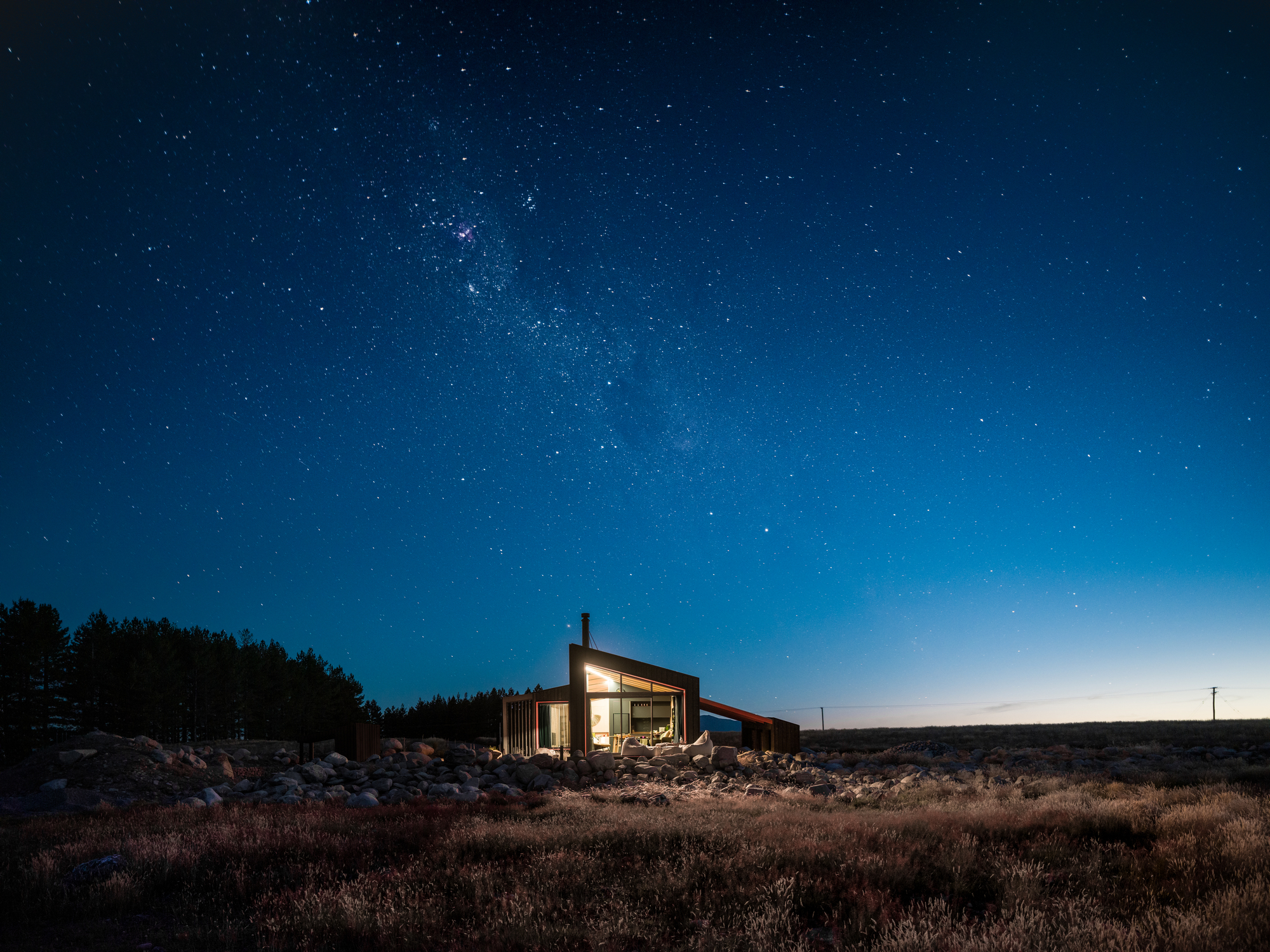 Architecture Cabin Night Night Sky Starscape 2000x1500