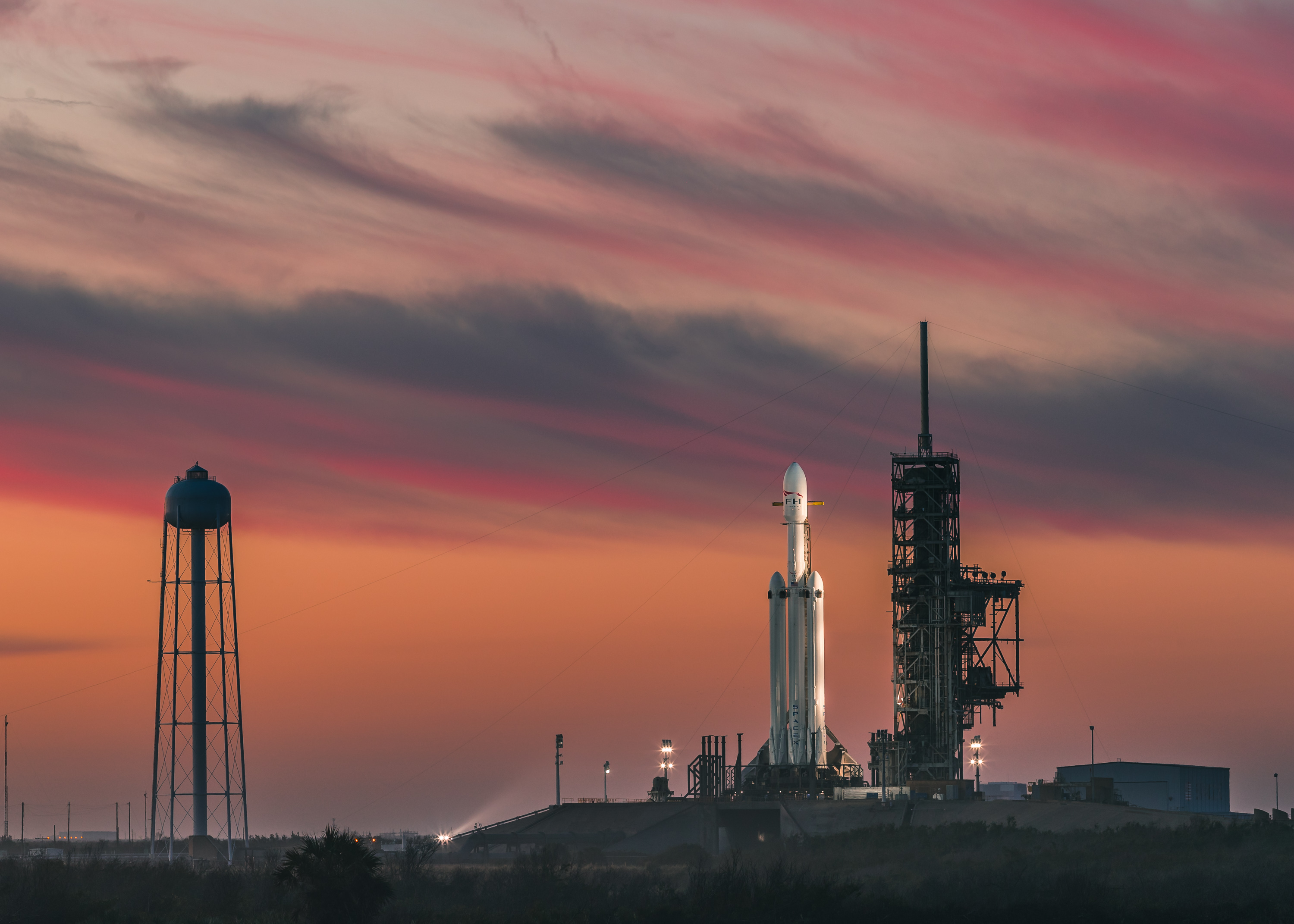 Falcon Heavy Sunset Rocket Launching Pad 3000x2143
