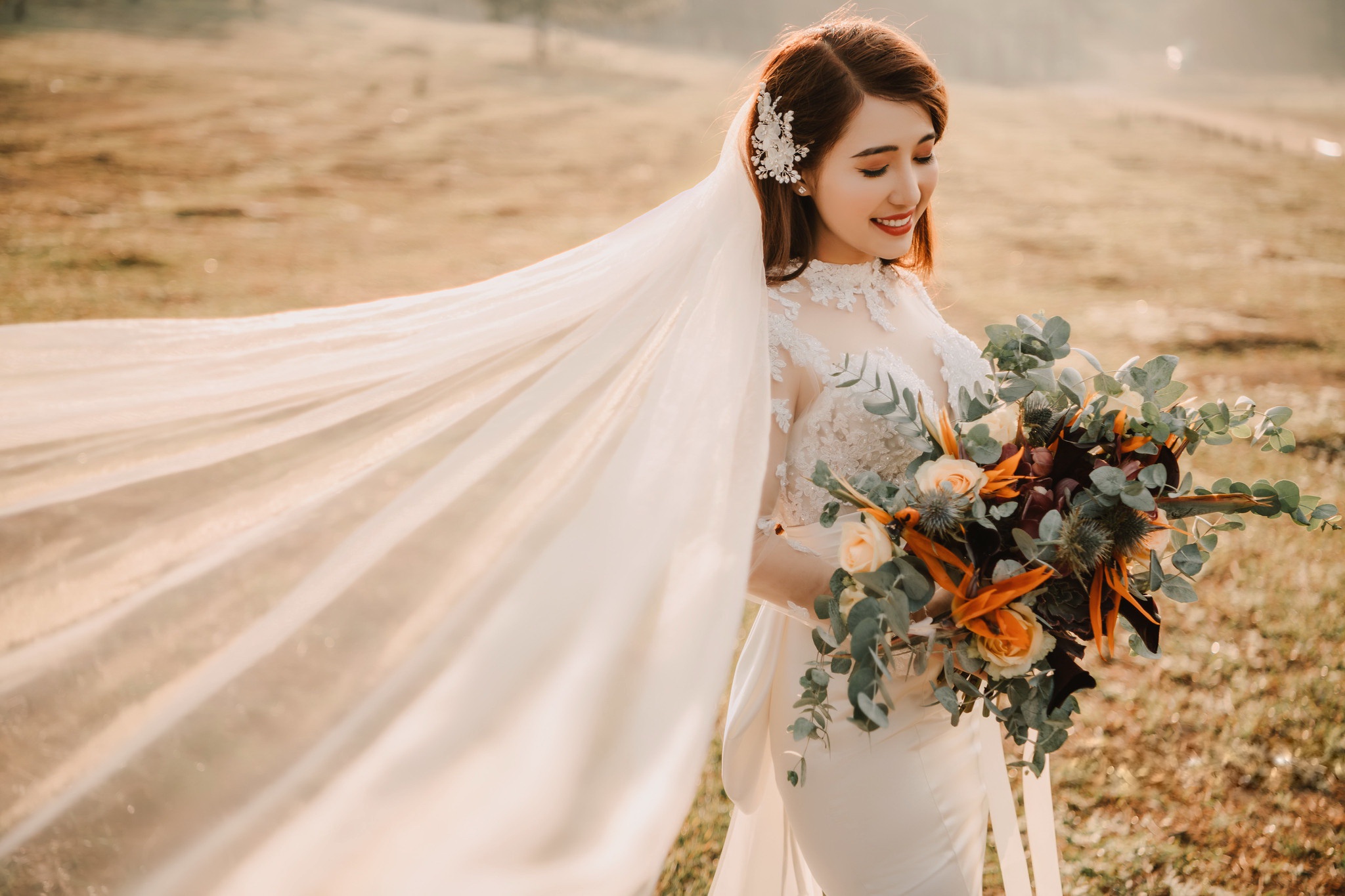 Asian Wedding Dress Bouquet 2048x1365