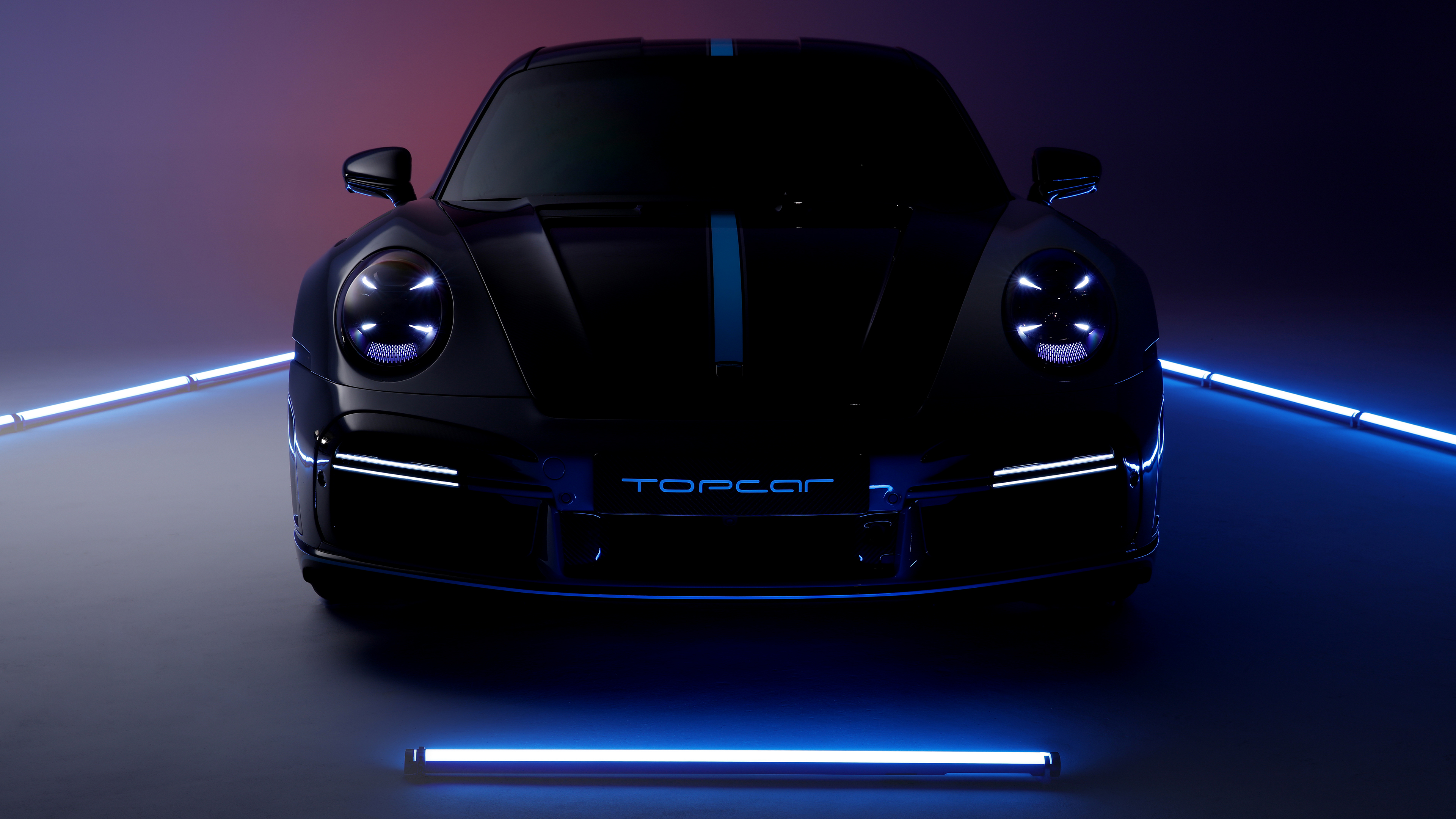 Porsche Porsche 911 Porsche Turbo TopCar Grey Cars Vehicle Car Sports Car Neon Low Light 3840x2160