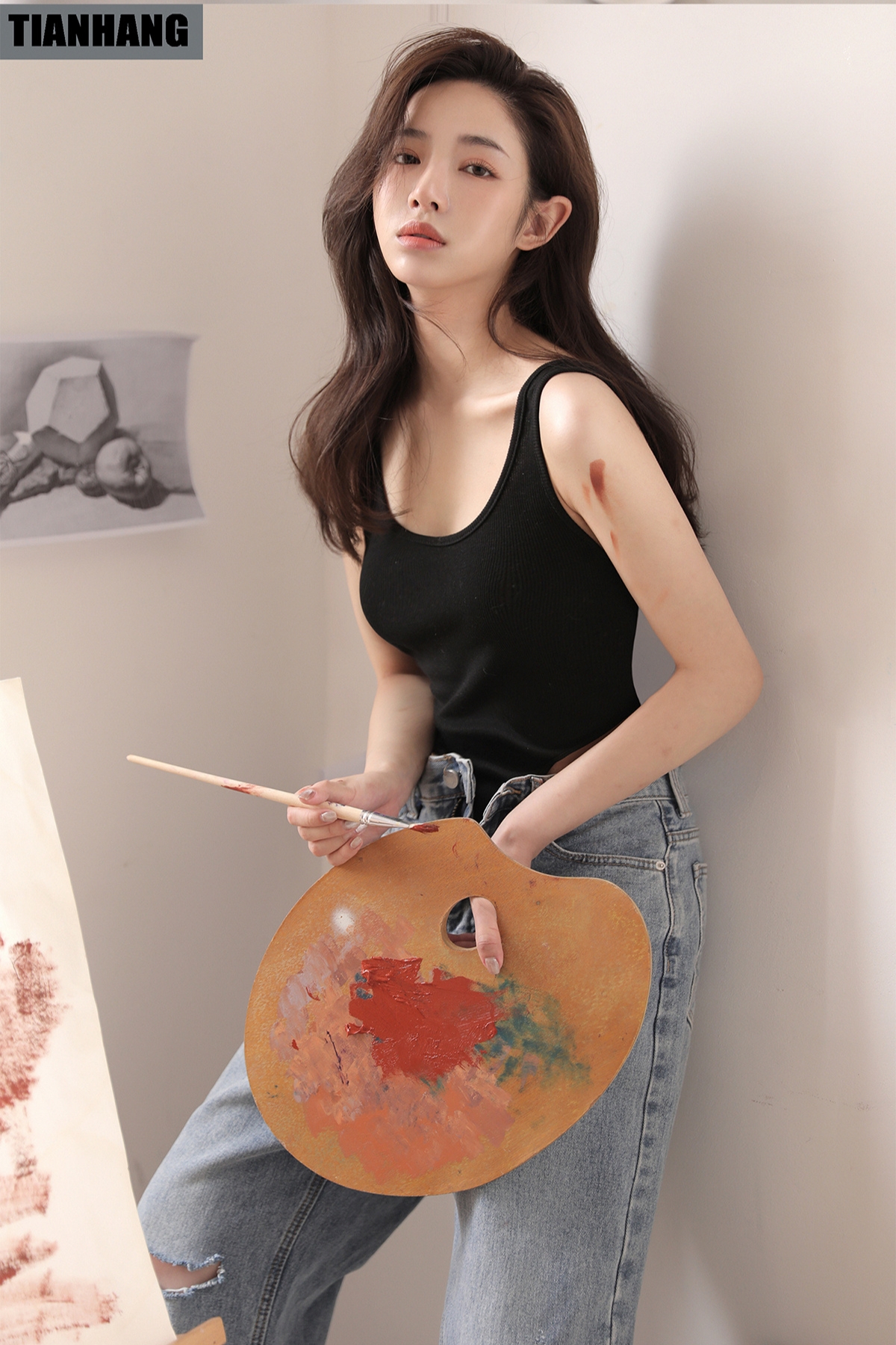 Actor Indoor Drawing Celebrity Photo Album Asian Tian Hang 1200x1800