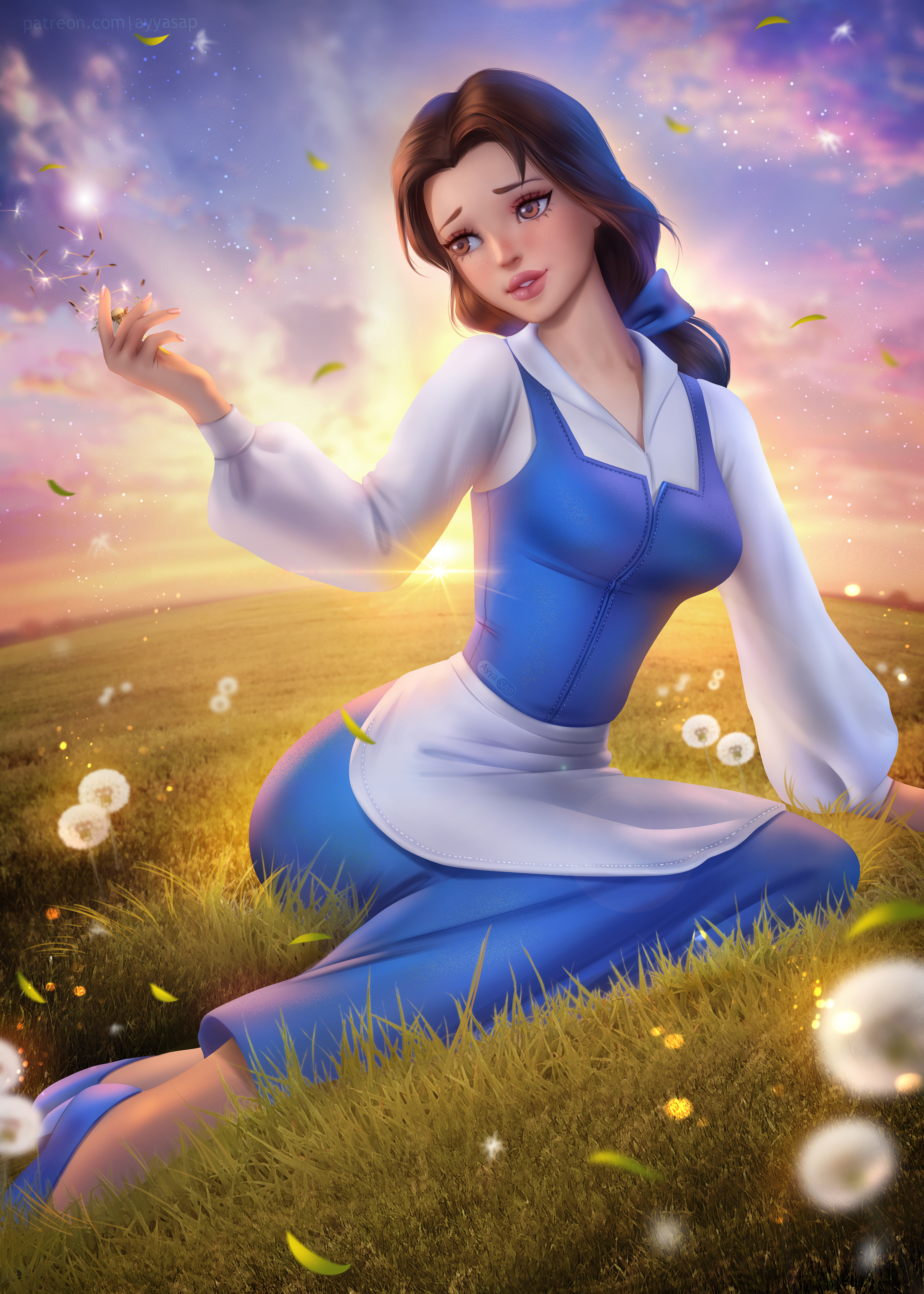 Belle Beauty And The Beast Disney Princesses Disney Fictional Character Brunette Brown Eyes Parted L 4286x6000