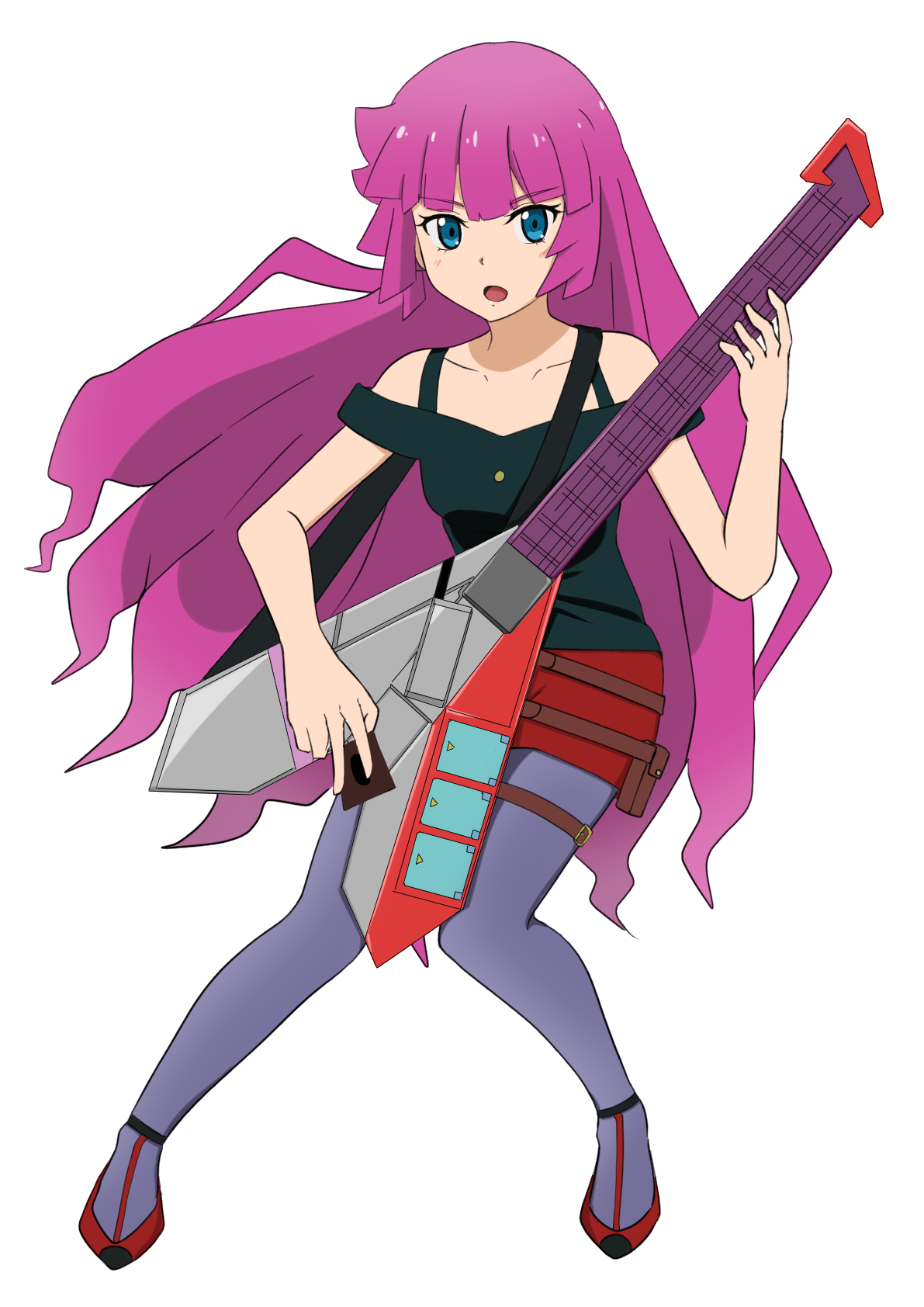 Anime Anime Girls Yu Gi Oh Yu Gi Oh SEVENS Romin Kirishima Long Hair Pink Hair Electric Guitar Artwo 1191x1684