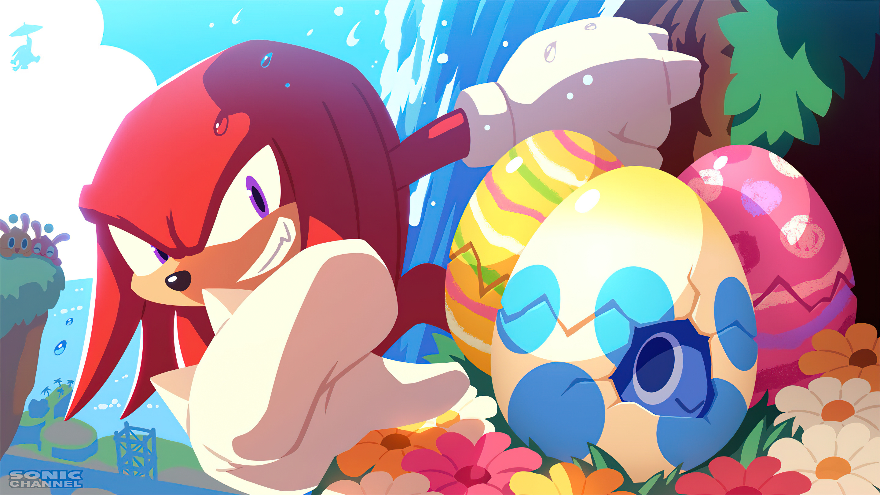 Sonic Sonic The Hedgehog Knuckles Eggs Easter Eggs Easter Holiday Sega PC Gaming Video Game Art Comi 2880x1620