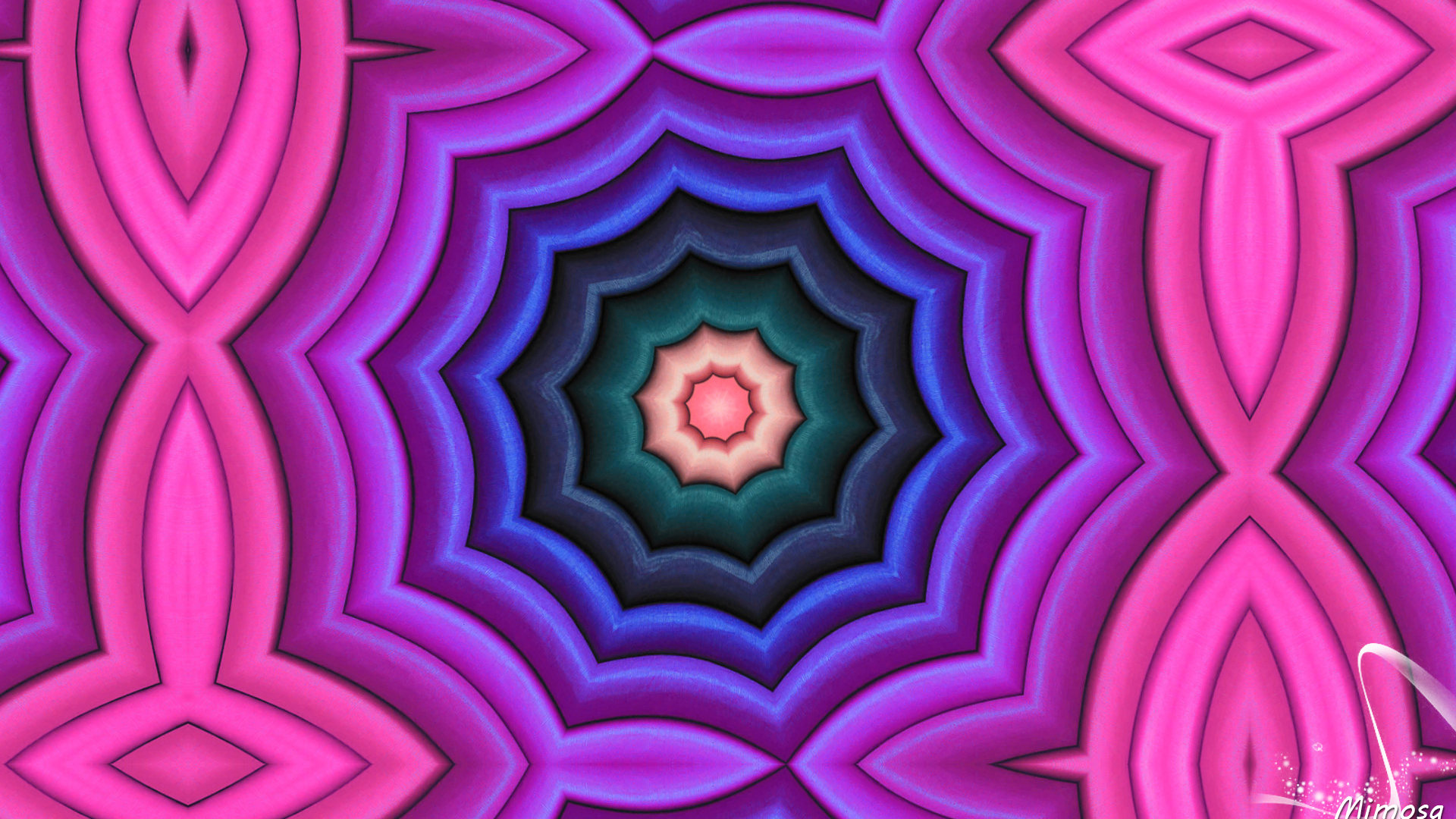 Artistic Blue Colors Digital Art Kaleidoscope Pattern Pink 1920x1080
