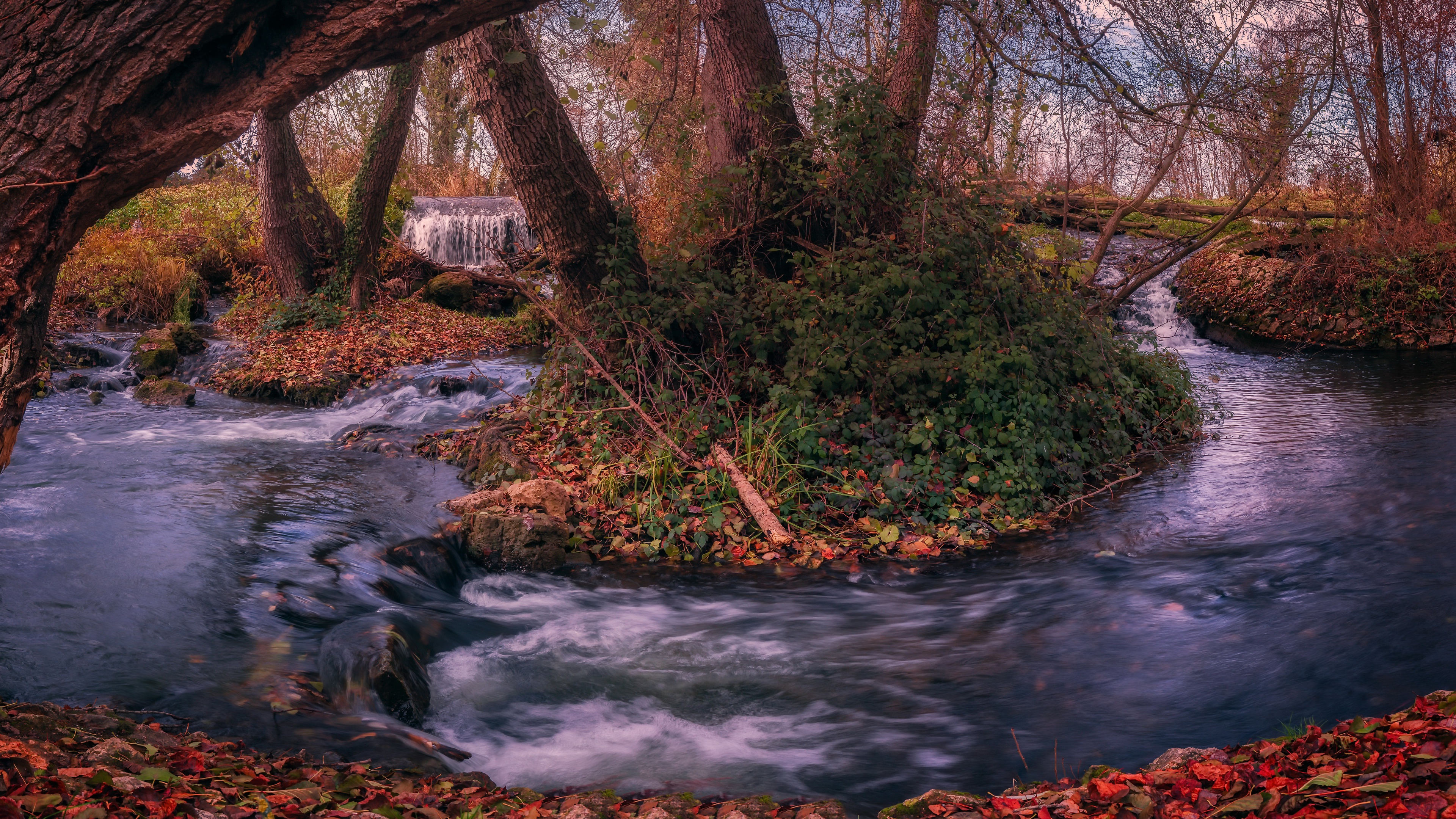 Outdoors Fall Water Creeks Nature 3840x2160
