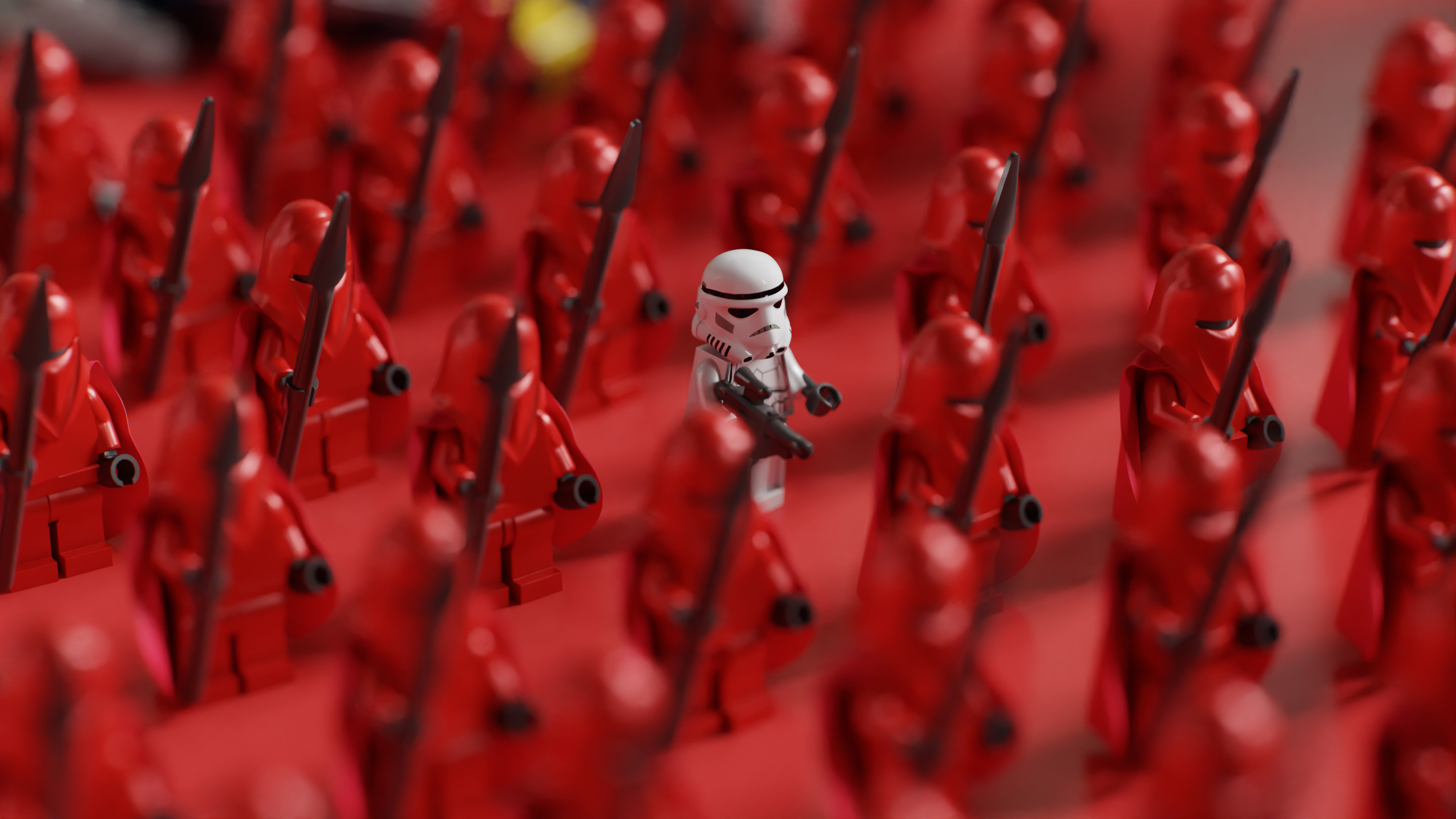 LEGO Star Wars Stormtrooper Red Guardian Tilt Shift Macro LEGO Star Wars Movie Characters Toys 3840x2160