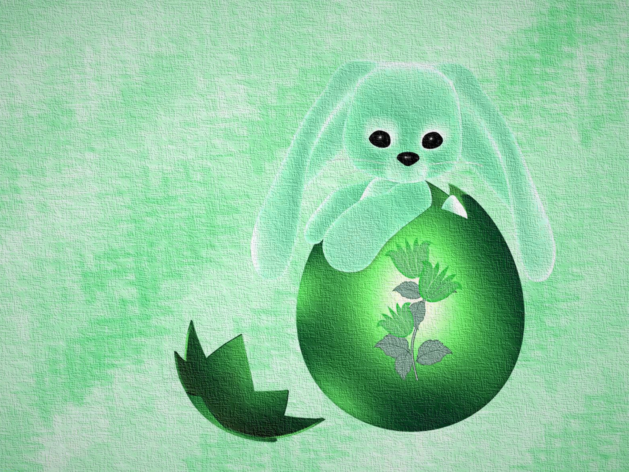 Bunny Green Easter Egg 2560x1920