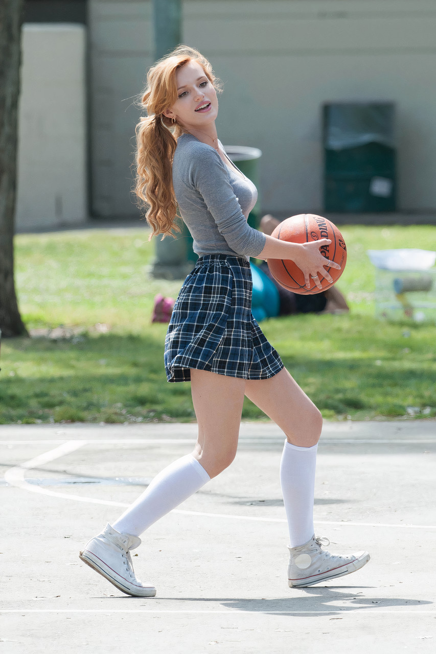 Bella Thorne Women Actress Legs Basketball Movies Redhead Sneakers Knee High Socks Long Hair Women O 853x1280