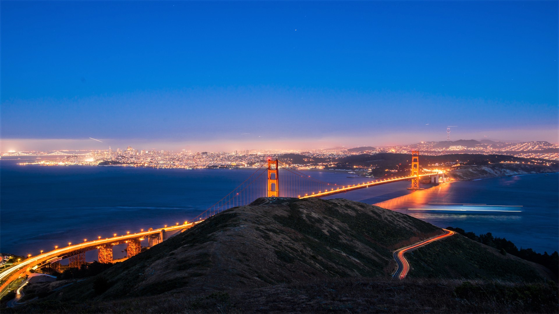 Bridge Light Night Road San Francisco 1920x1080