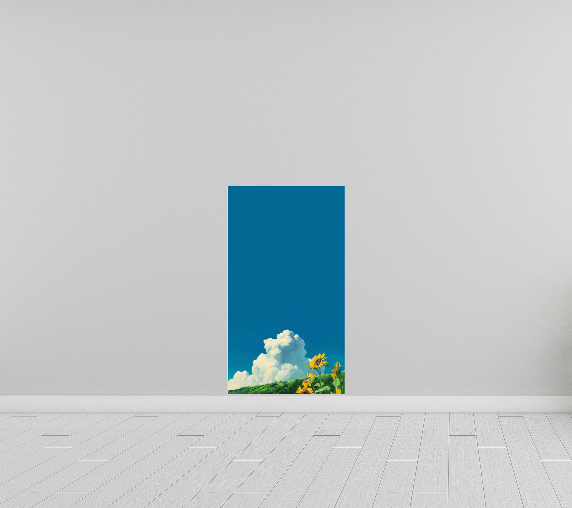 Sunflowers Summer Painting Drawing Simple Room Sky Clouds Minimalism 2251x2000