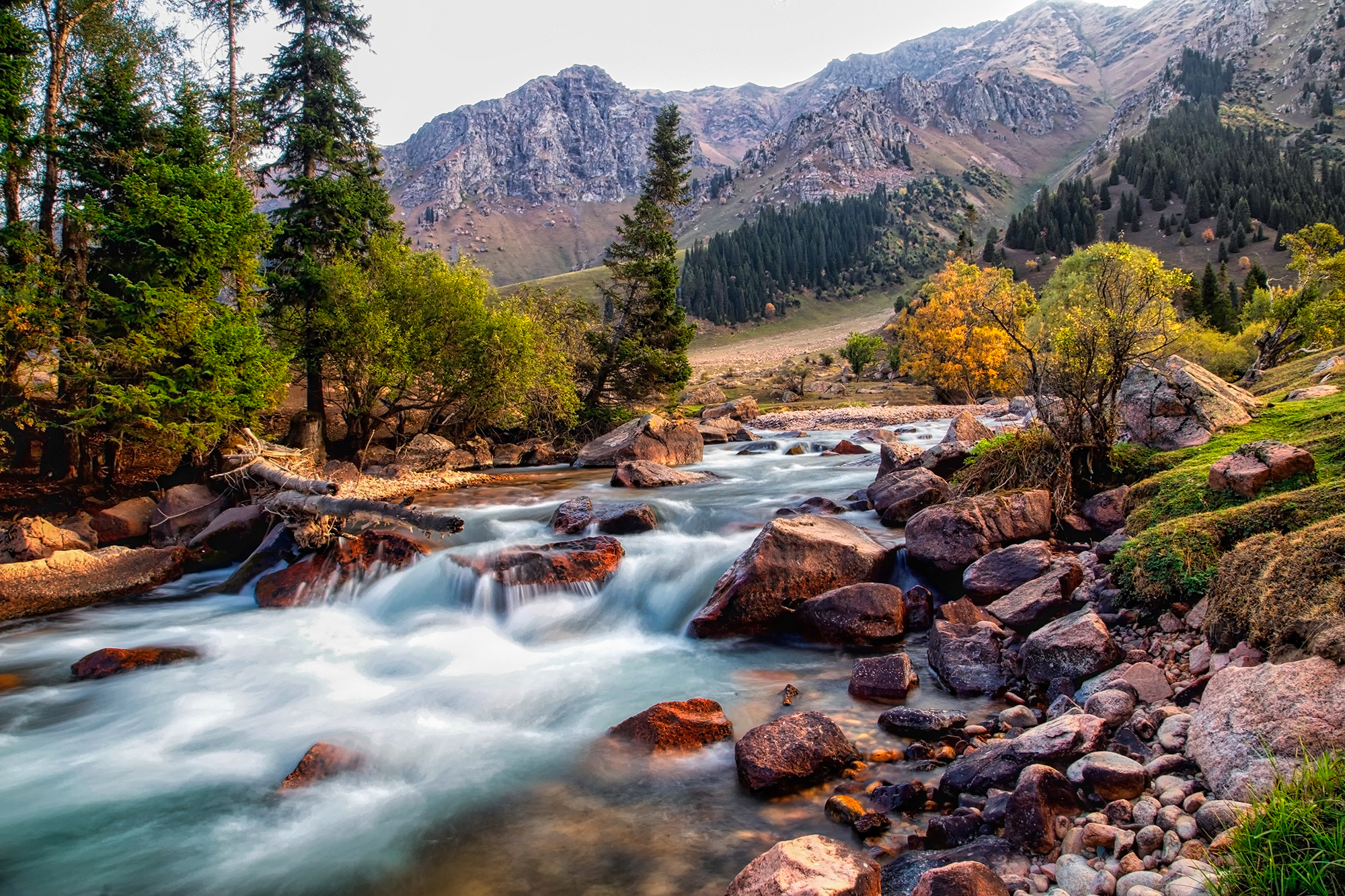 Water Rocks Trees Mountains Stream Landscape Nature Outdoors Photography 2000x1333