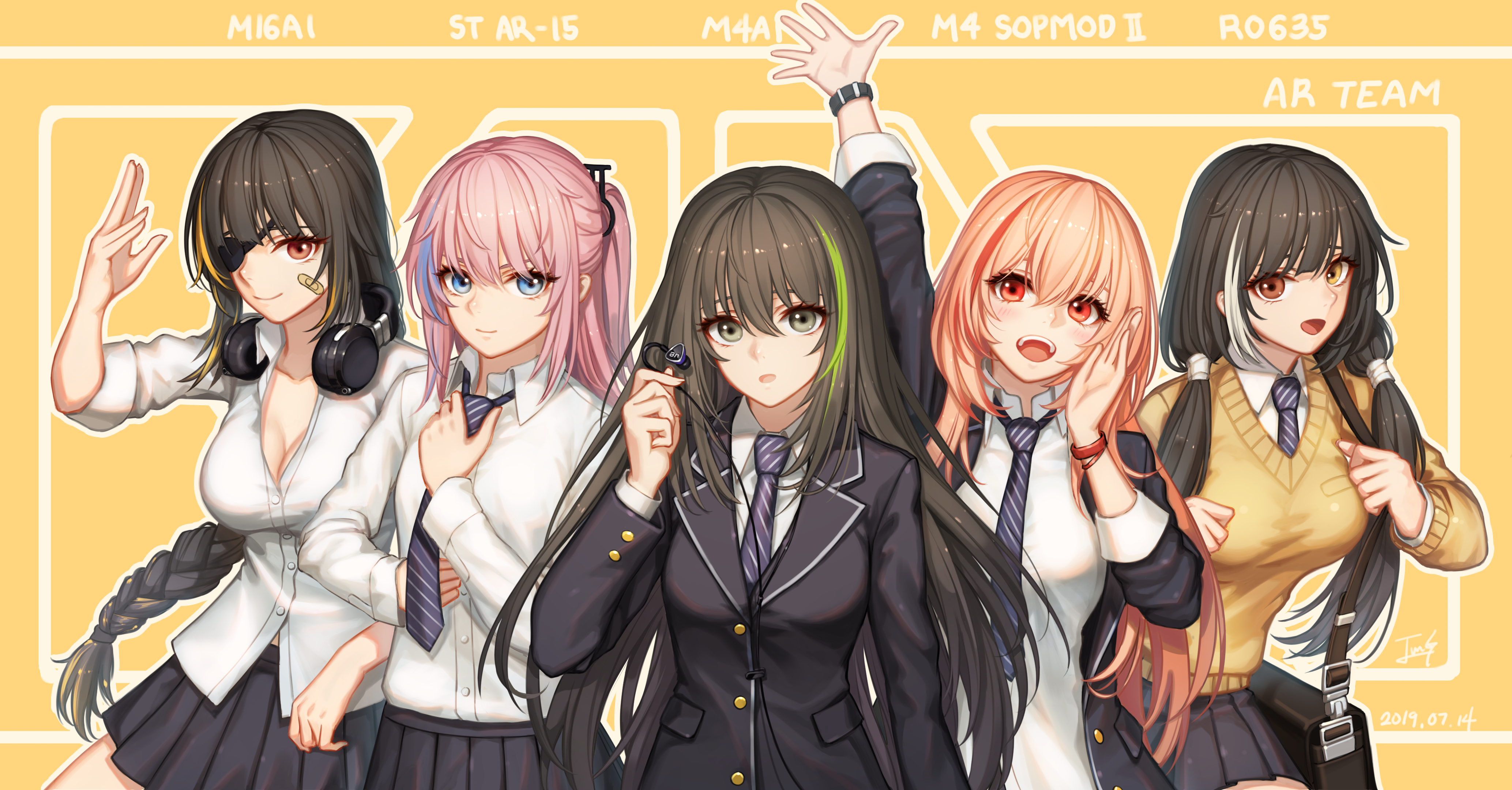 Anime Anime Girls Girls Frontline School Uniform ST AR 15 Girls Frontline RO635 Girls Frontline M4A1 4134x2160