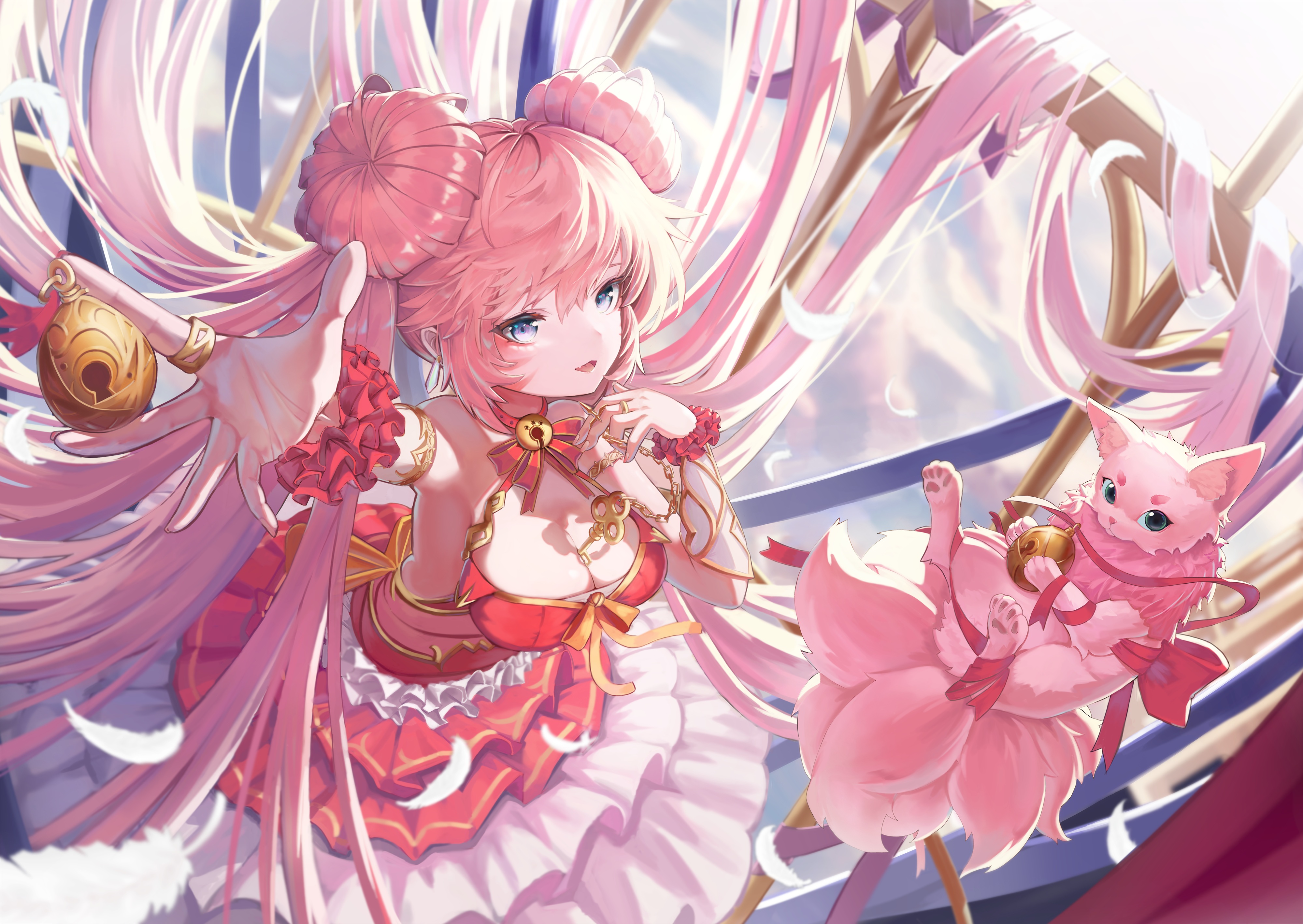 Anime Anime Girls Pink Hair Long Hair Dress Creature Artwork L4timeria 4000x2837