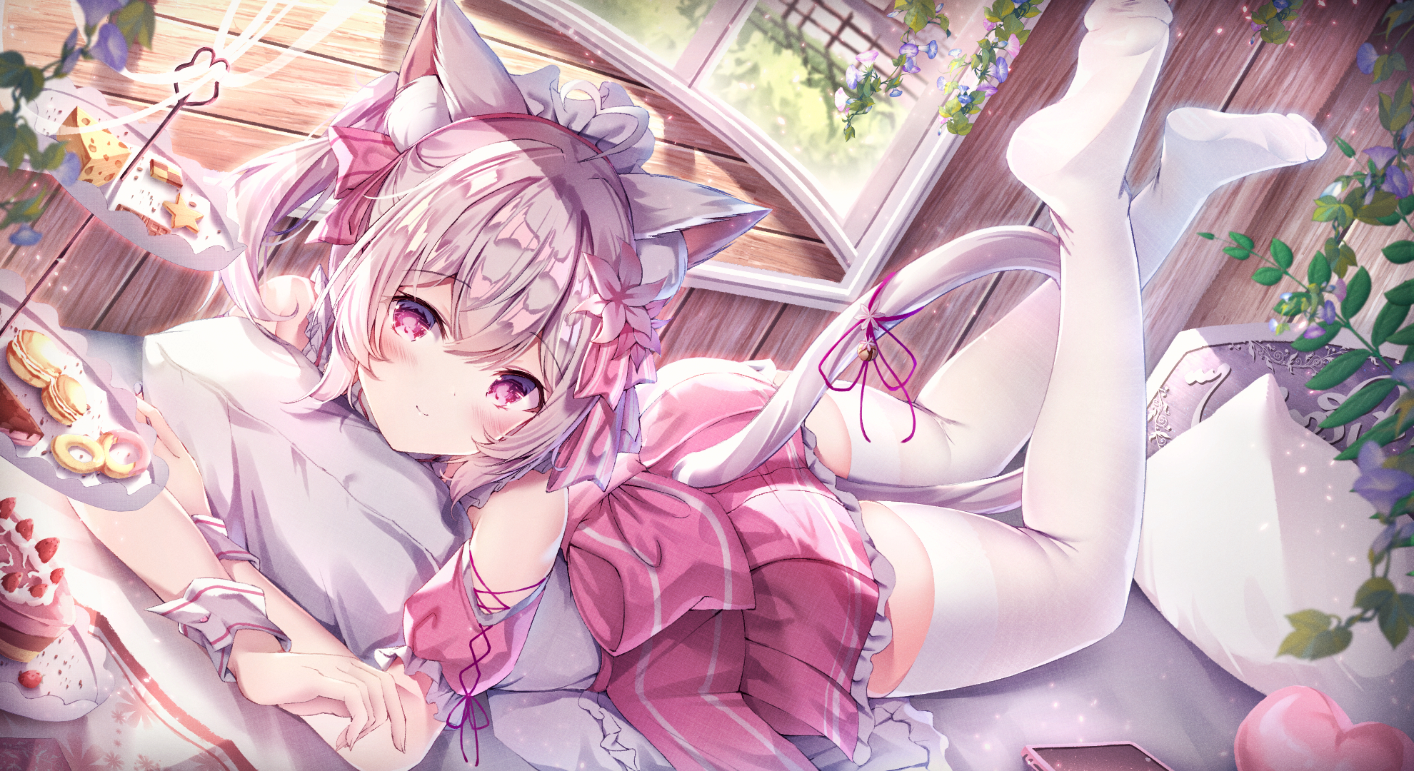 Anime Anime Girls Cat Girl Cat Tail Tail Sweets 1980x1080