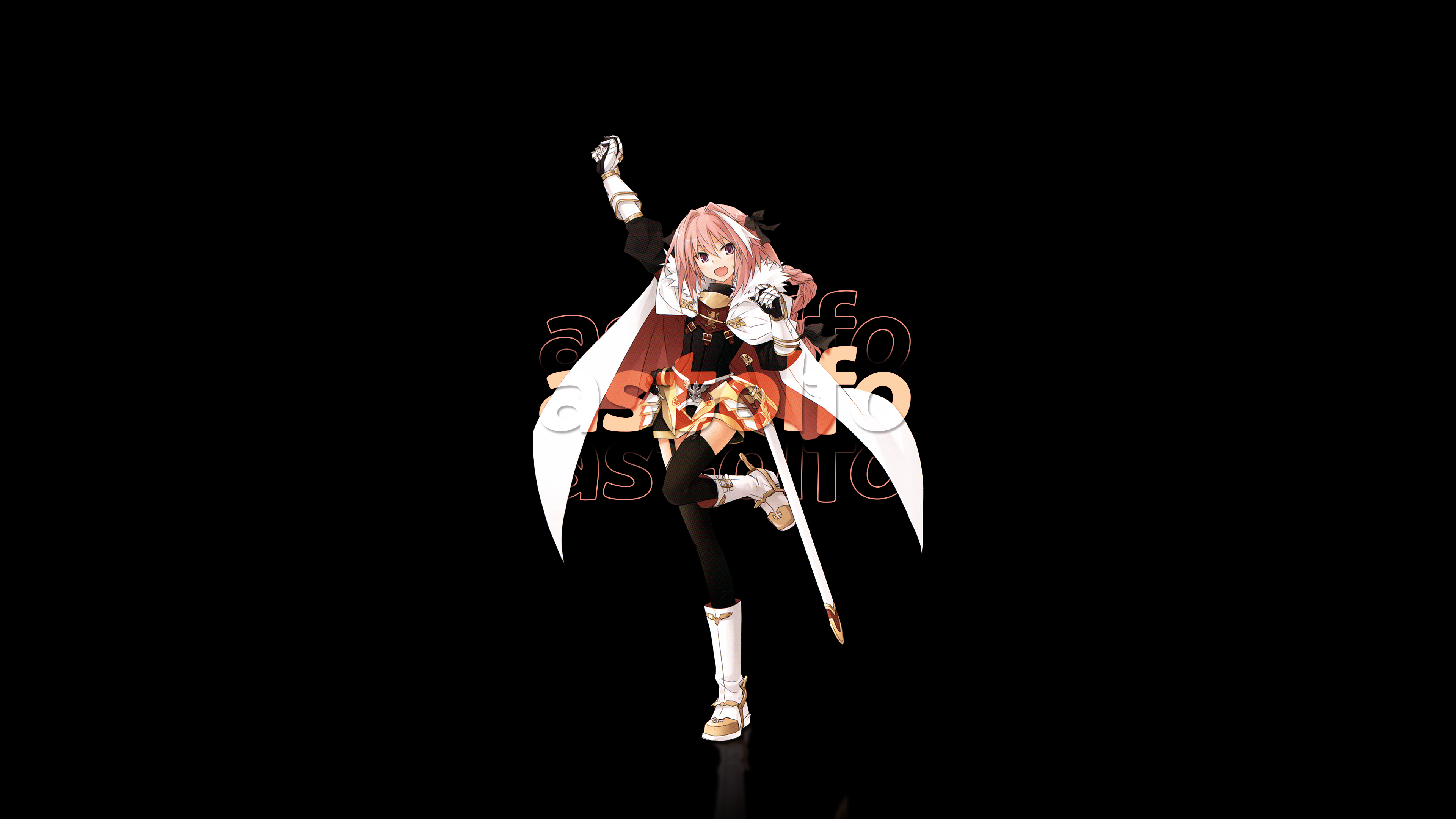 Astolfo Fate Apocrypha Fate Apocrypha Anime Anime Girls Black Background Simple Background Pink Hair 3840x2160