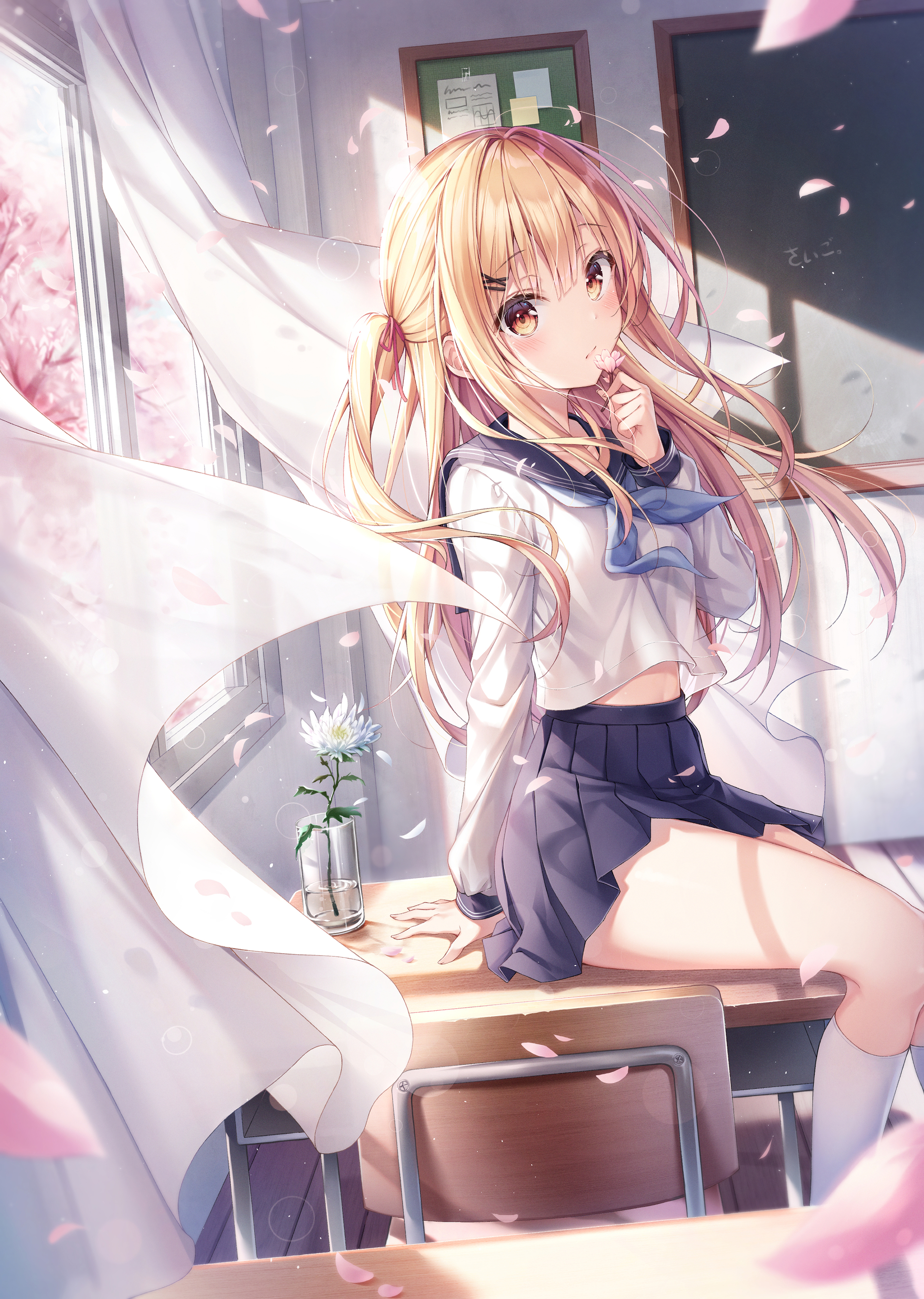 Anime Girls Anime Digital Art Digital 2D Artwork Dangmyo Classroom School Uniform 2000x2810