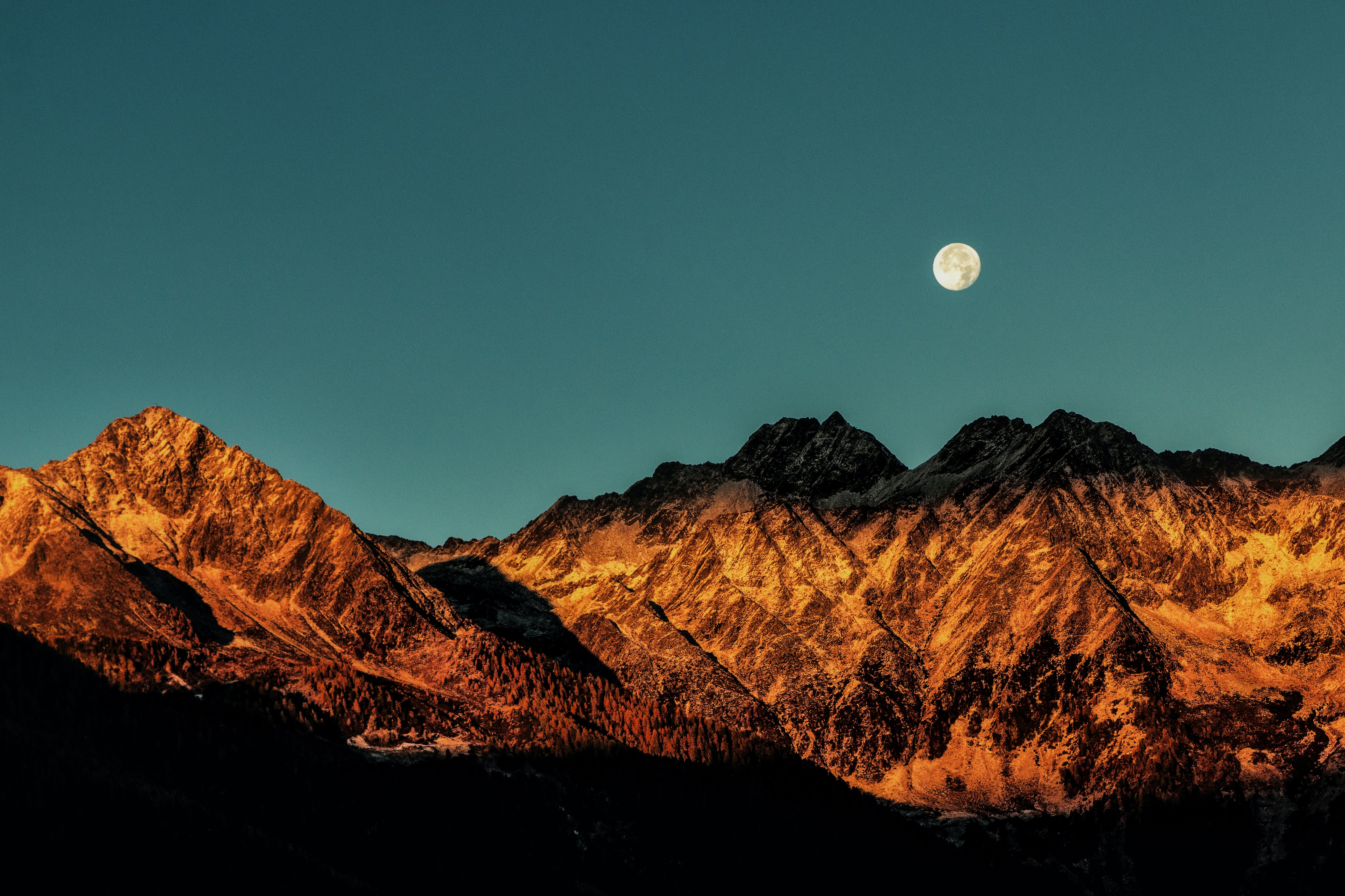Landscape Mountains Moon South Tyrol 5472x3648