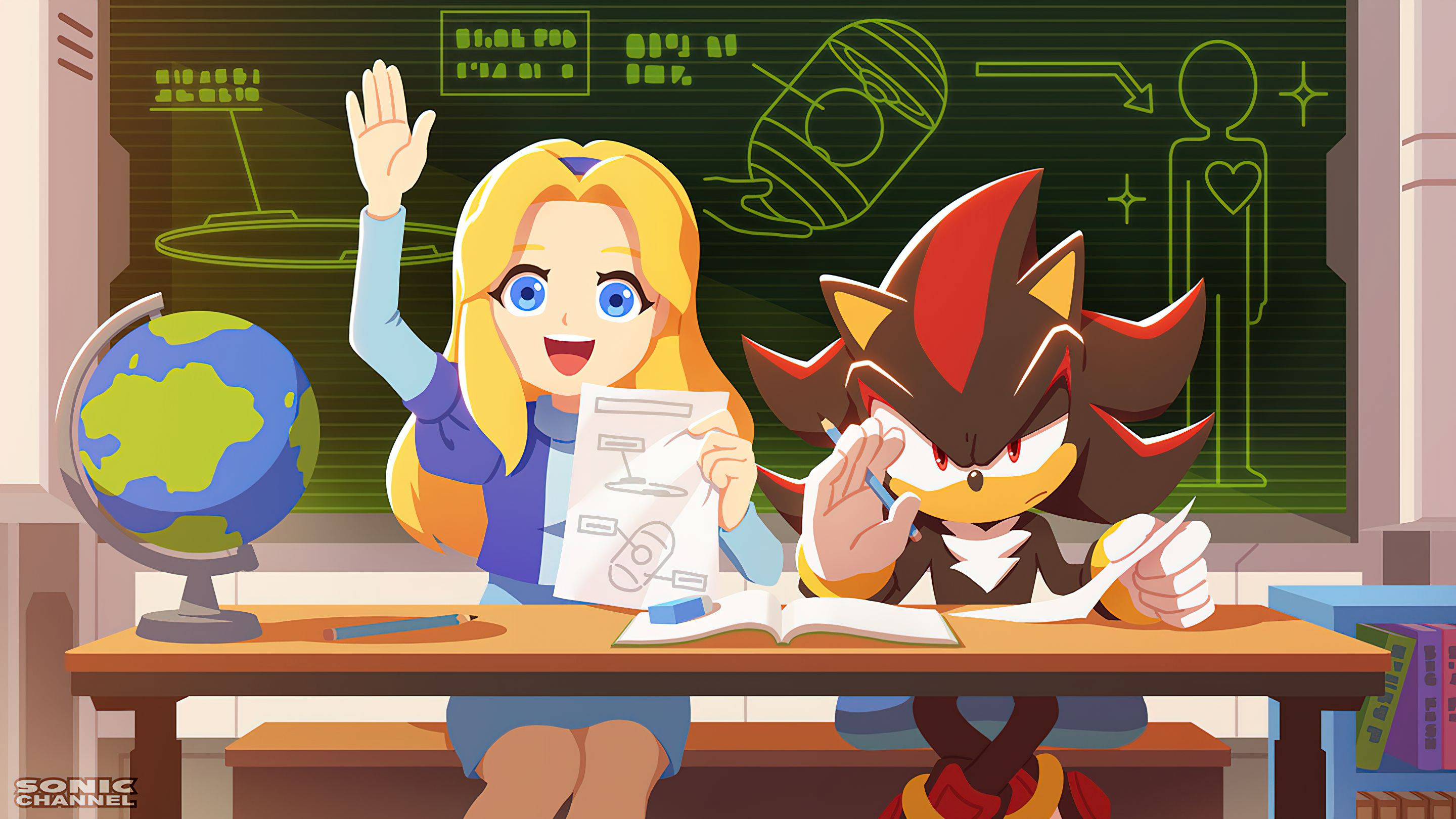 Sonic Sonic The Hedgehog Shadow The Hedgehog Maria Sega Video Game Art Comic Art PC Gaming Classroom 2880x1620