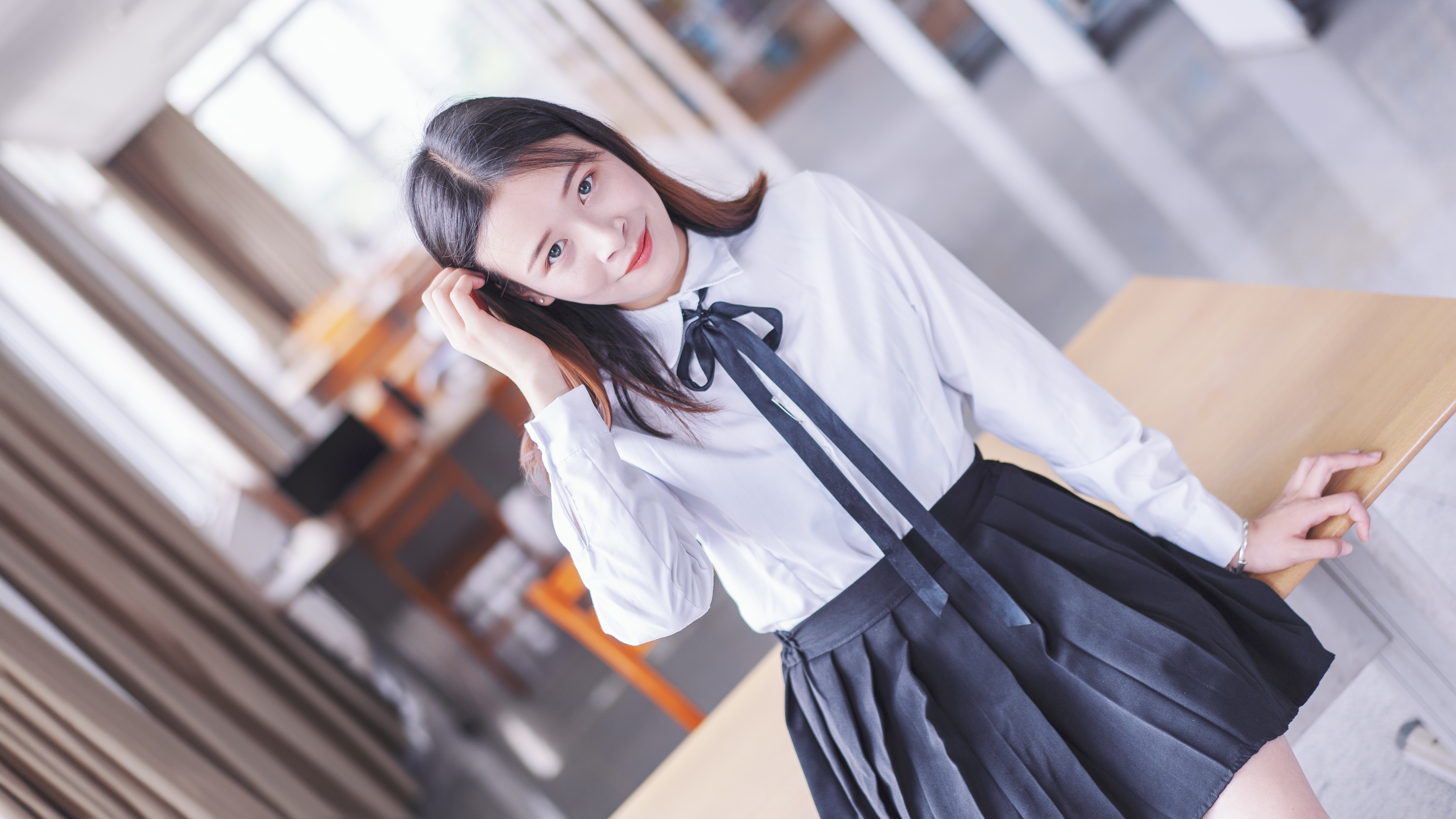 Albums Women Asian School Uniform Depth Of Field 6000x3376